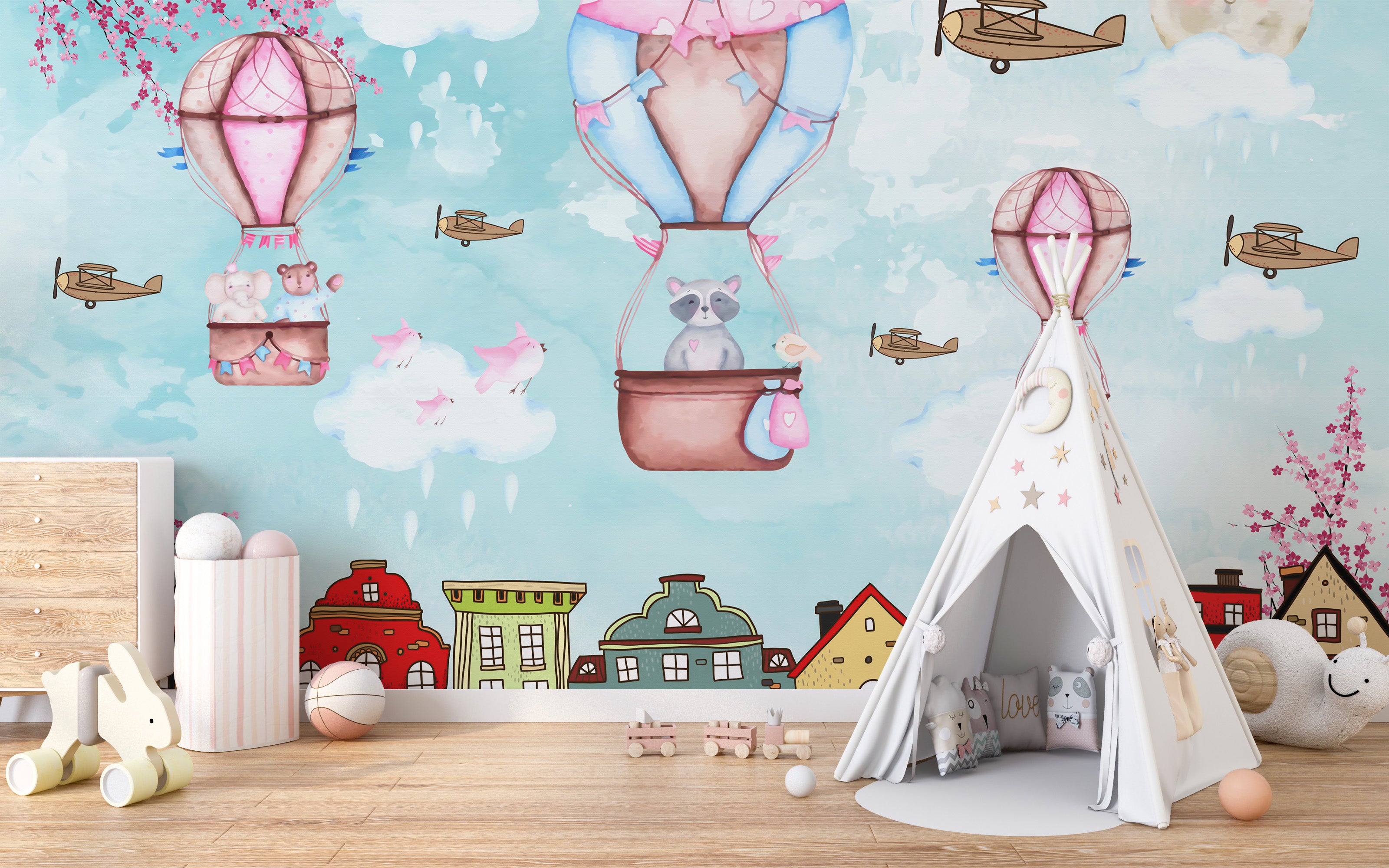 air balloon wallpaper for playful vibes