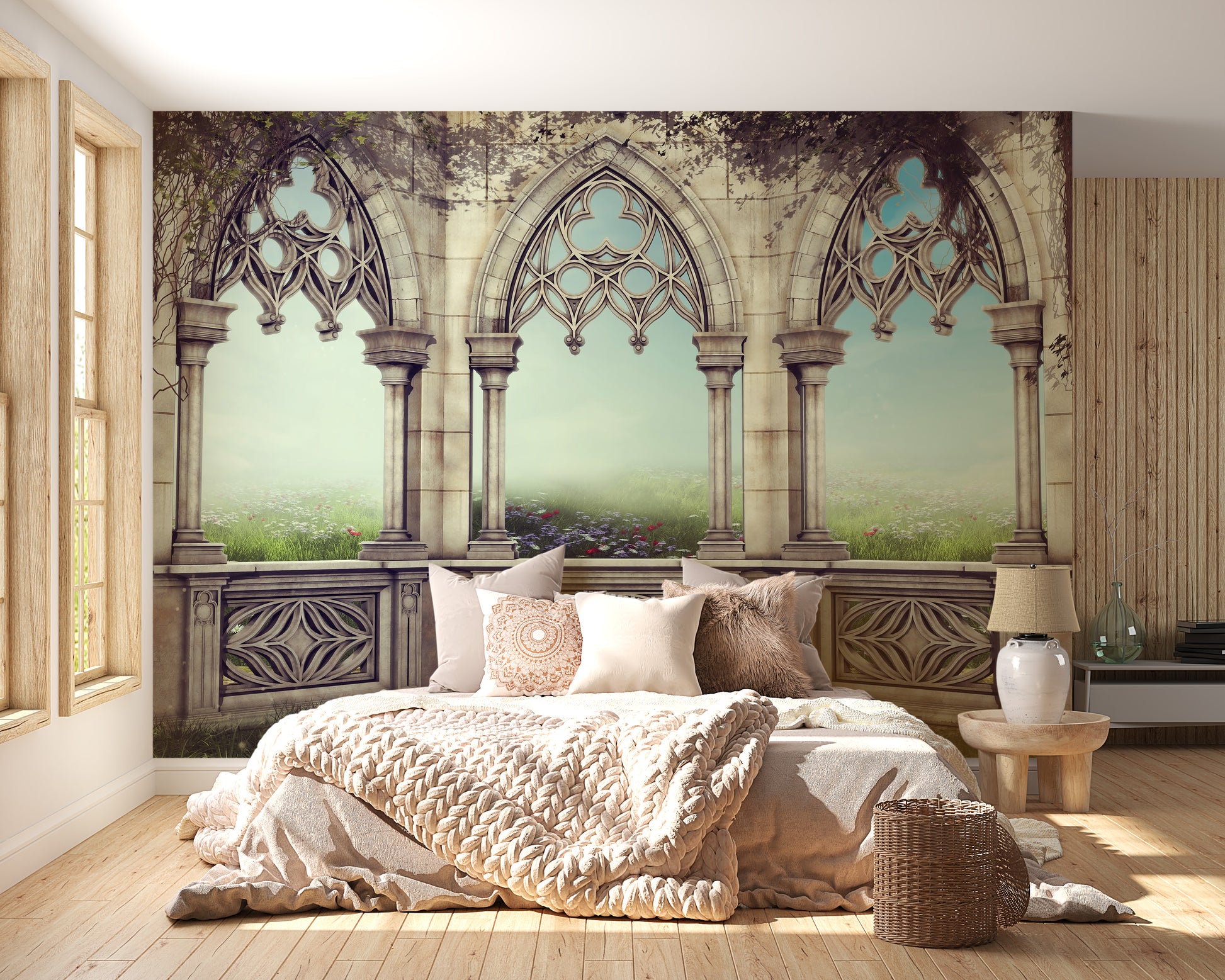 Retro Vintage Garden View Wallpaper - Giffywalls