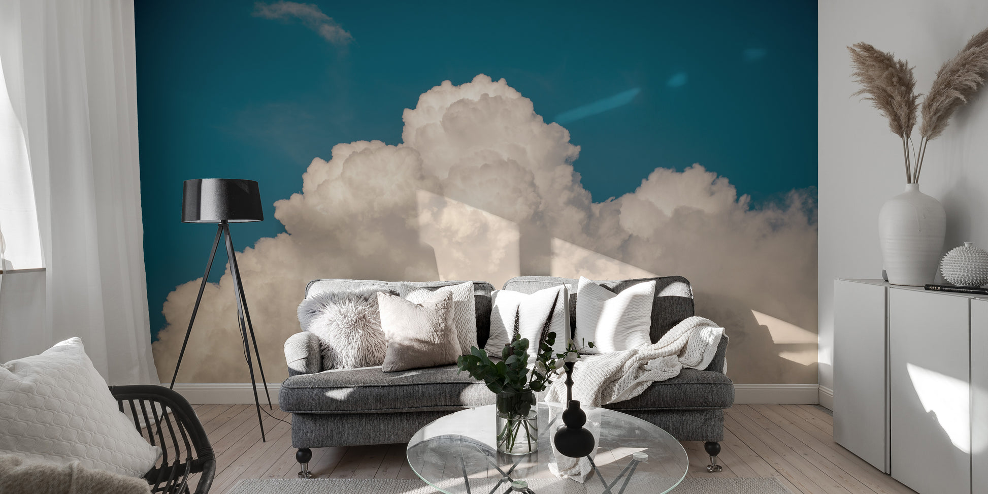 cloud mural for peaceful spaces