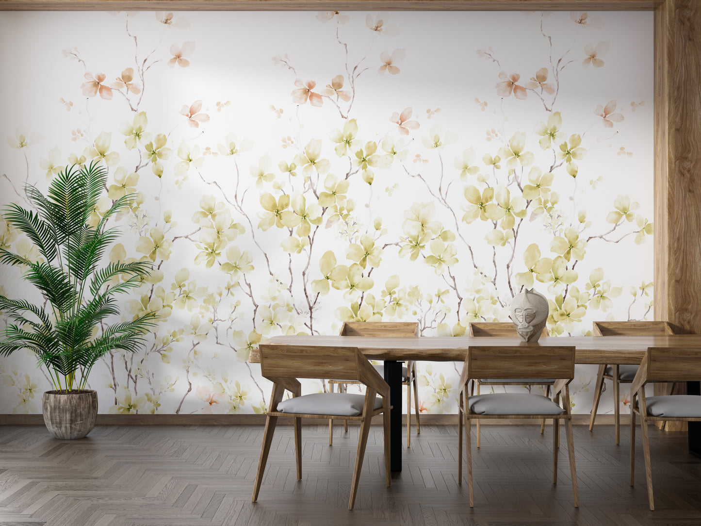 Watercolor yellow flower Wallpaper murals