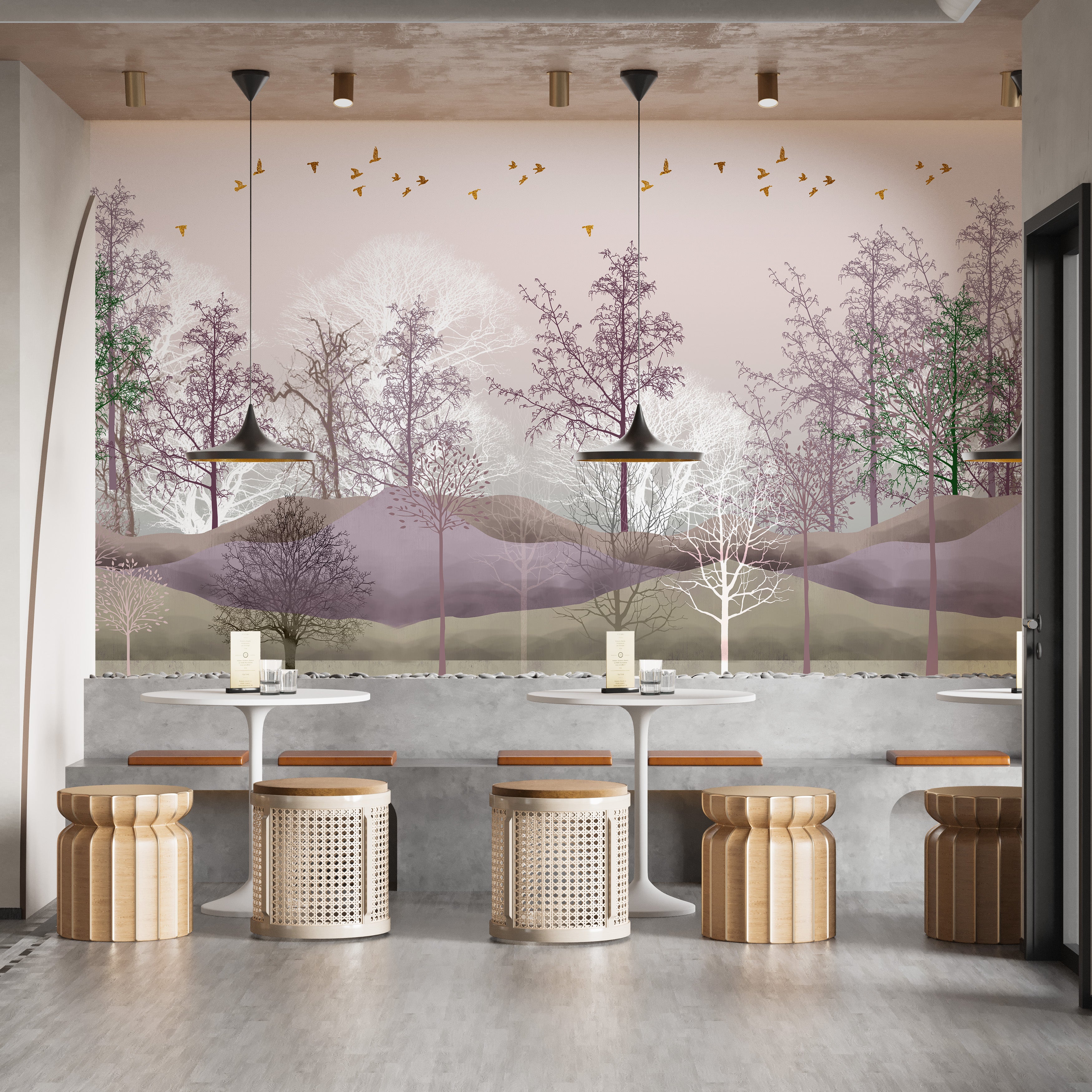 Haunted woods wall mural design
