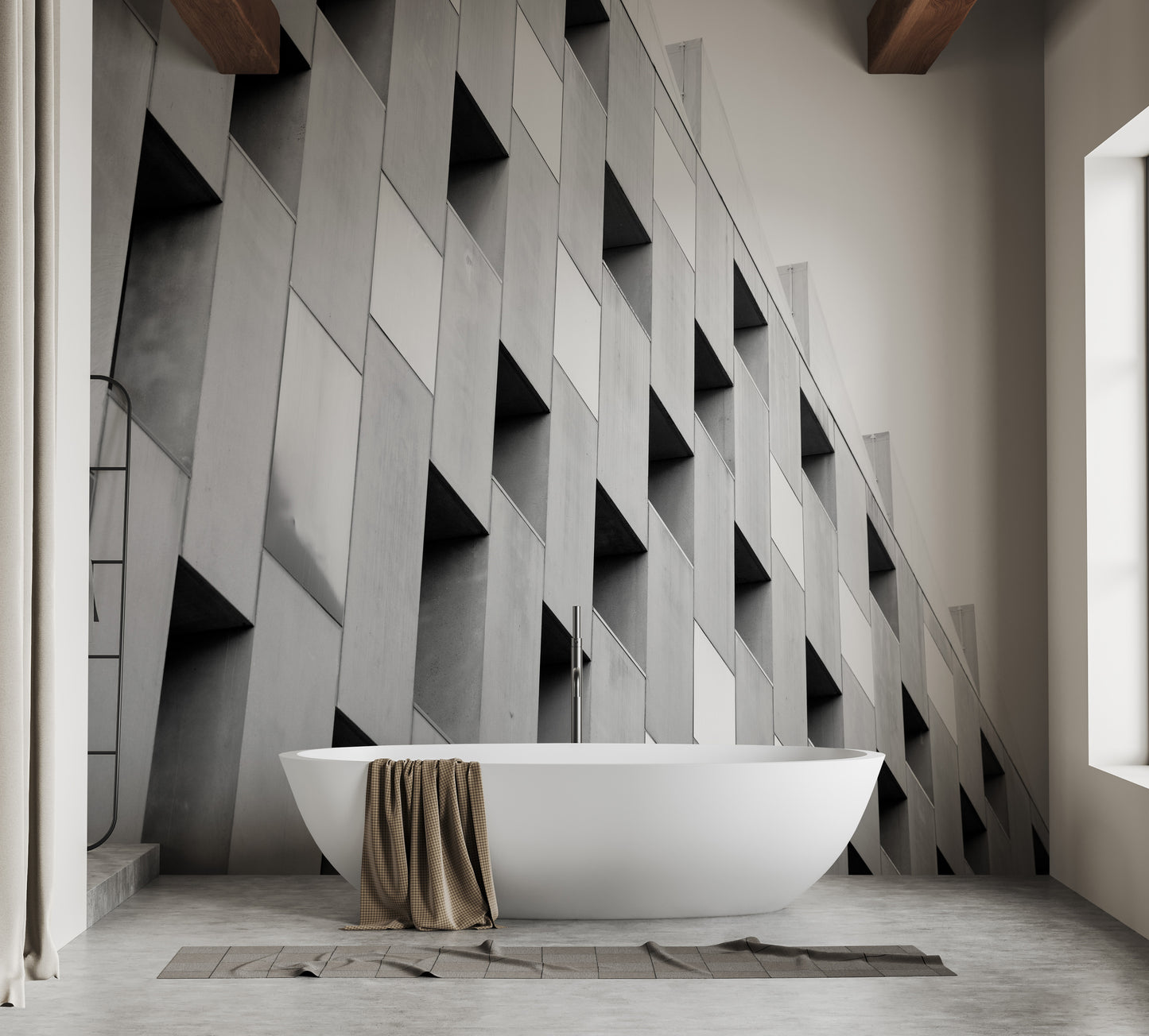 Black and White Architectural peel and stick removable wallpaper