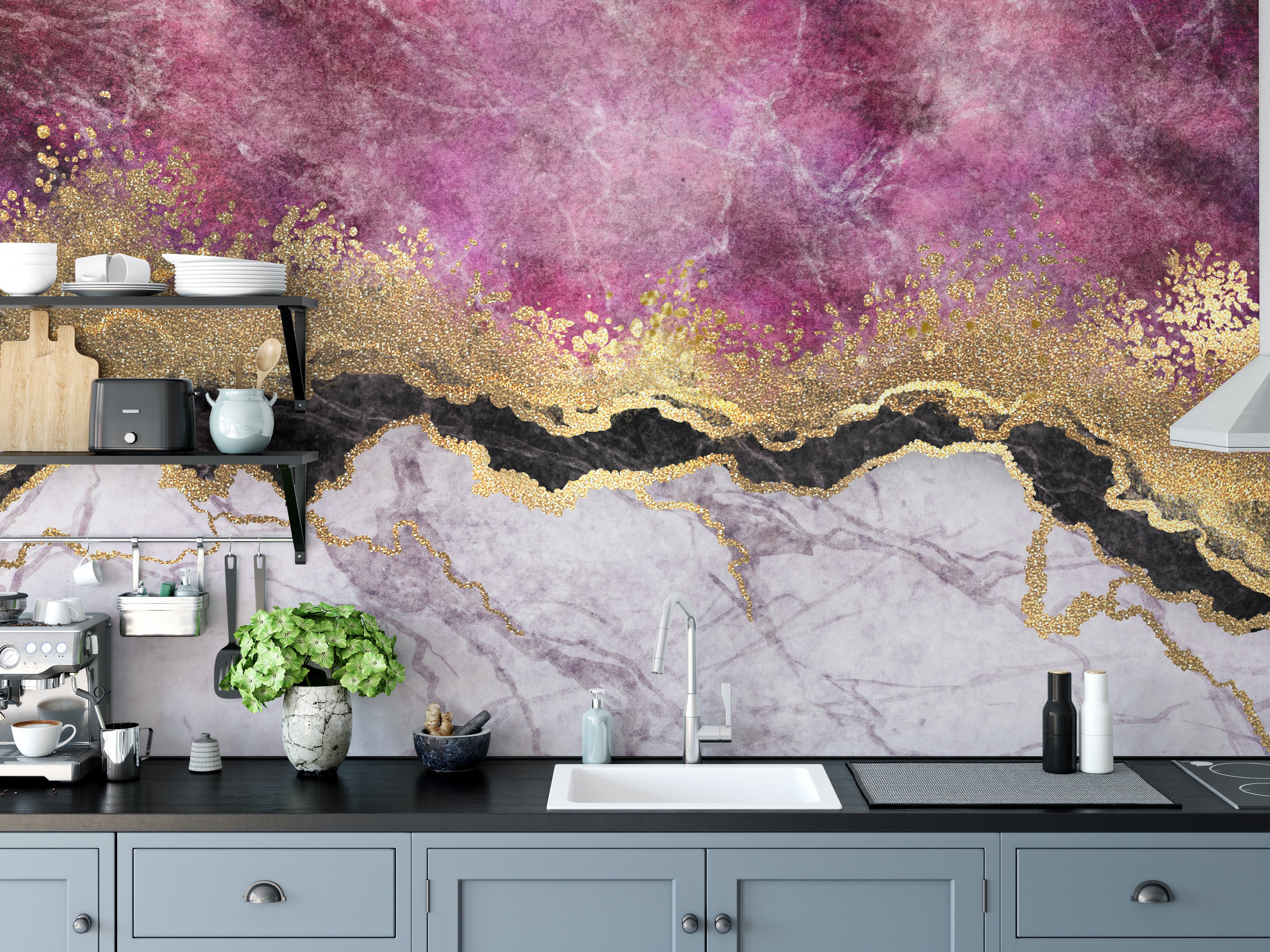 Purple Marble removable peel and stick wallpaper