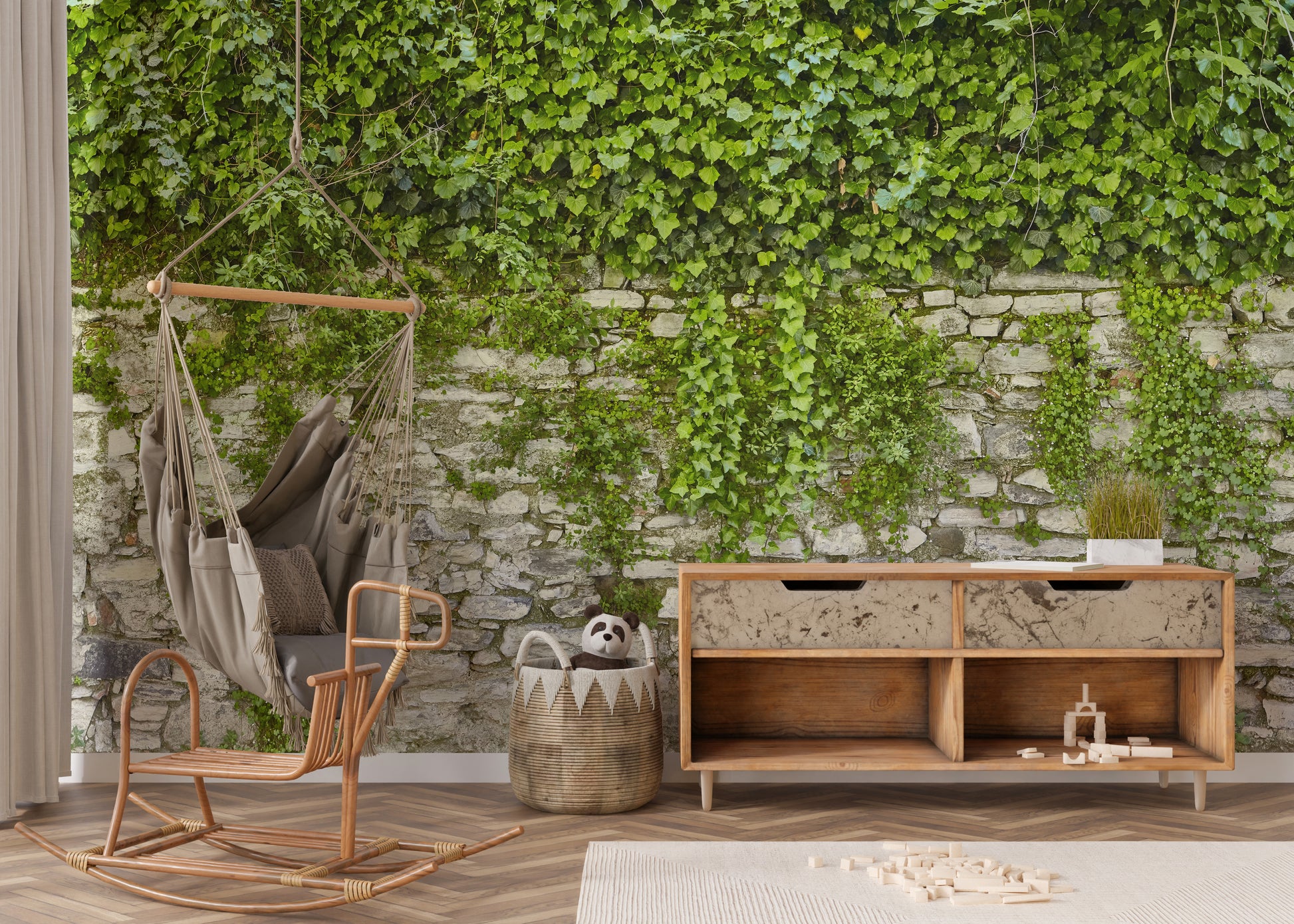 hanging green grass wallpaper for walls