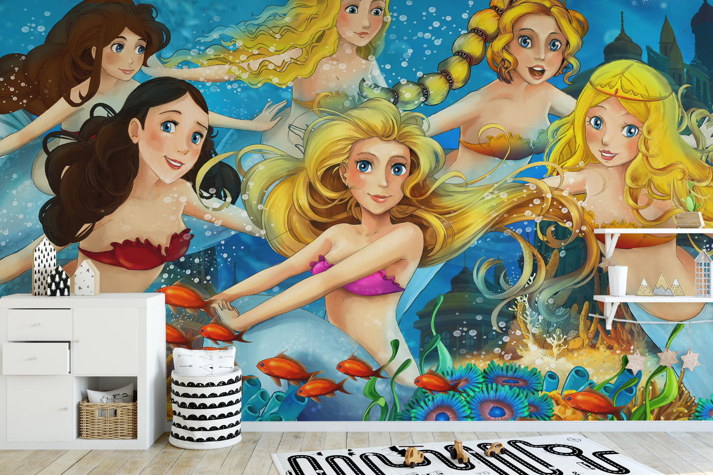 Underwater Mermaid with Fish Girls Room Wallpaper Murals