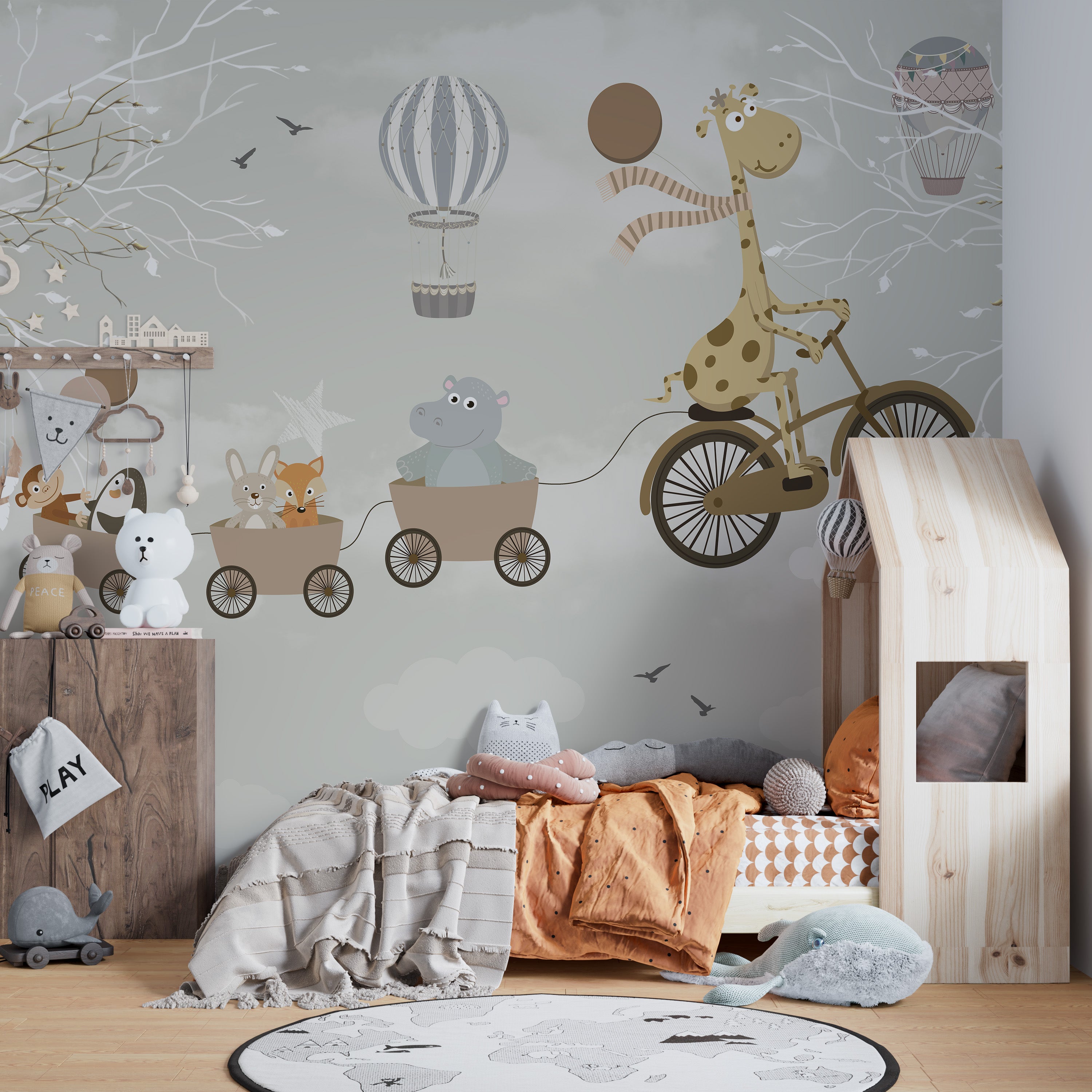 Cycling in sky mural for walls