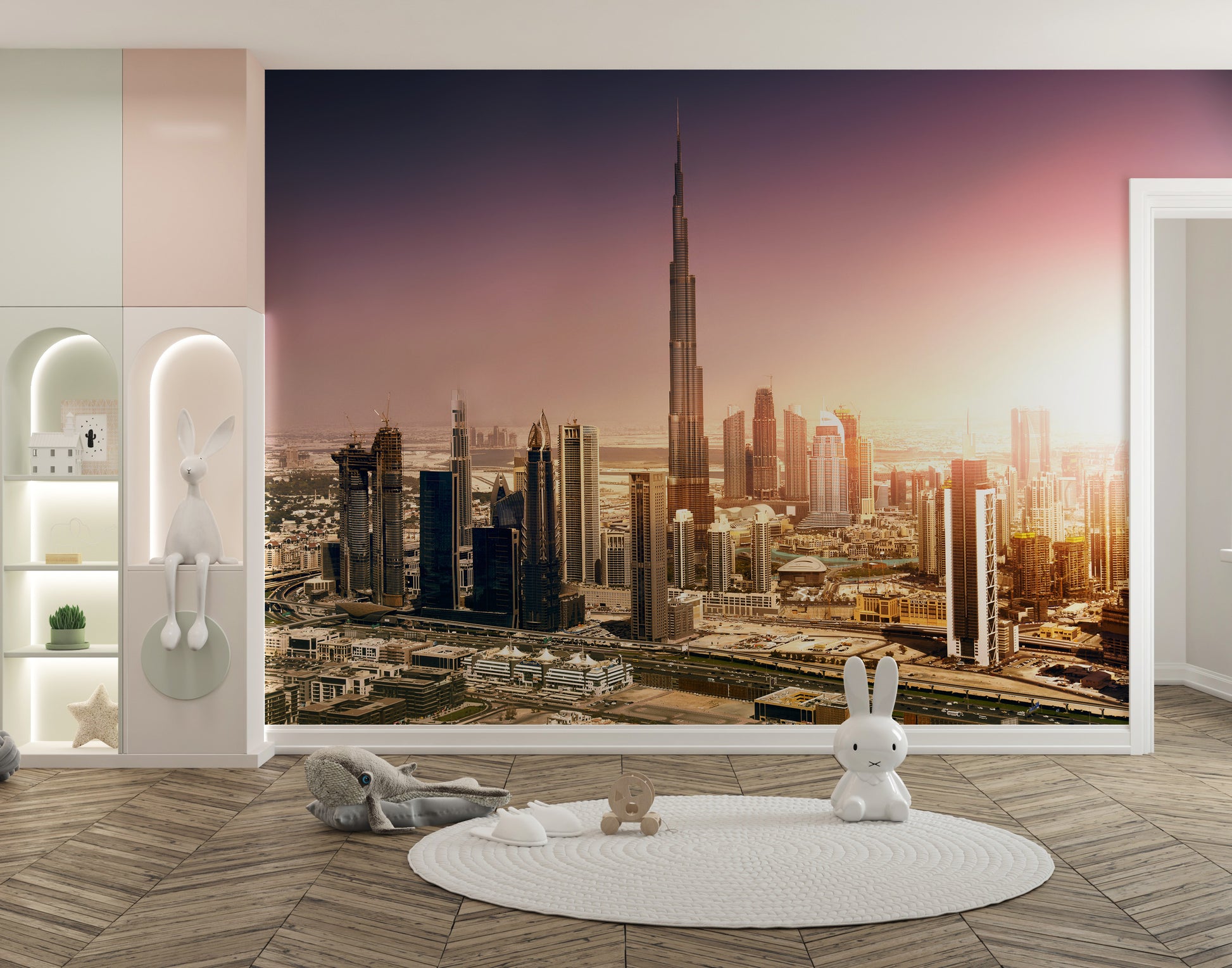 Sunset view of Dubai downtown wallpaper