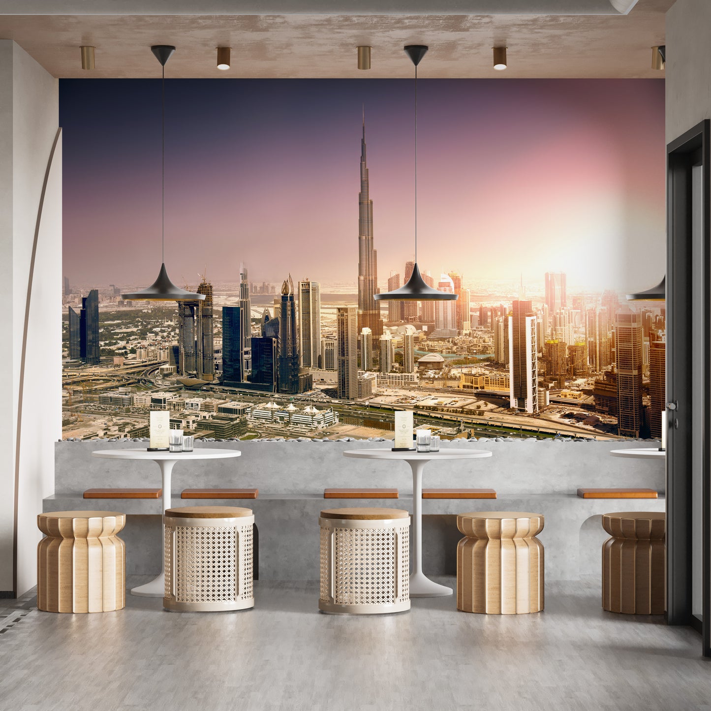 Dubai Downtown at Sunset Wallpaper Murals