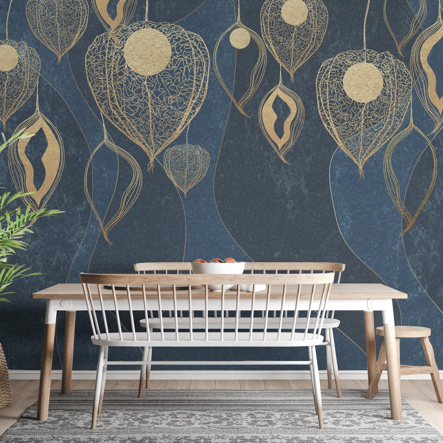 Elegant golden leaves wallpaper for walls