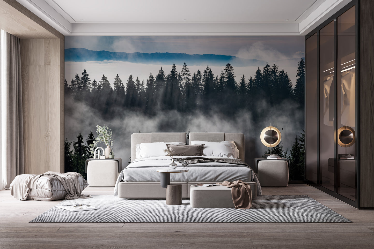 Misty Forest Mountain Wallpaper Murals