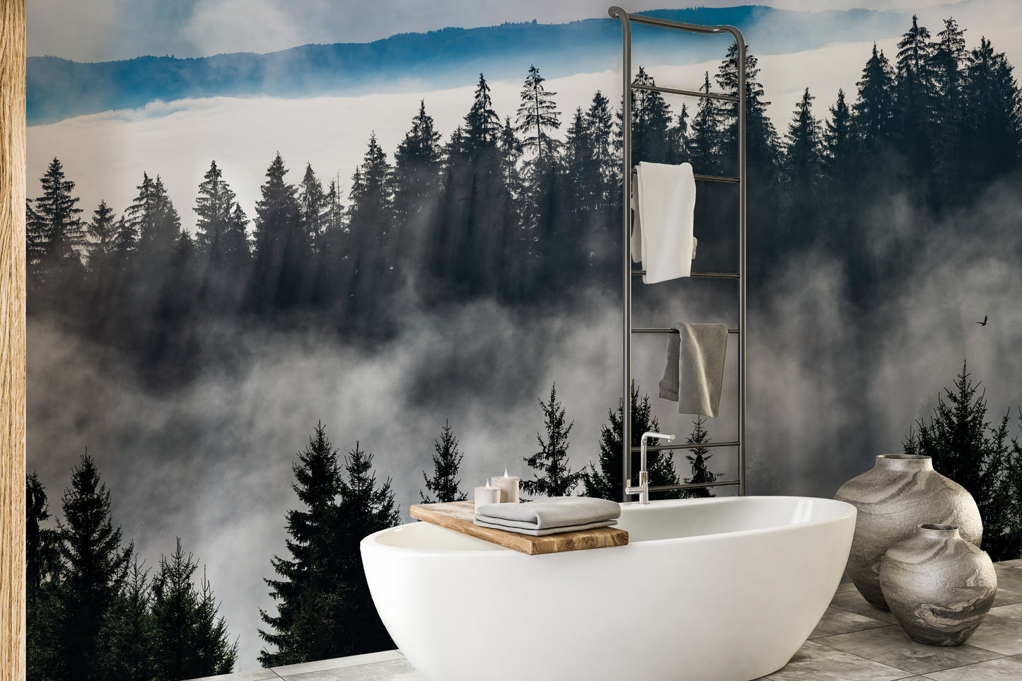 Misty Forest Mountain Wallpaper Murals