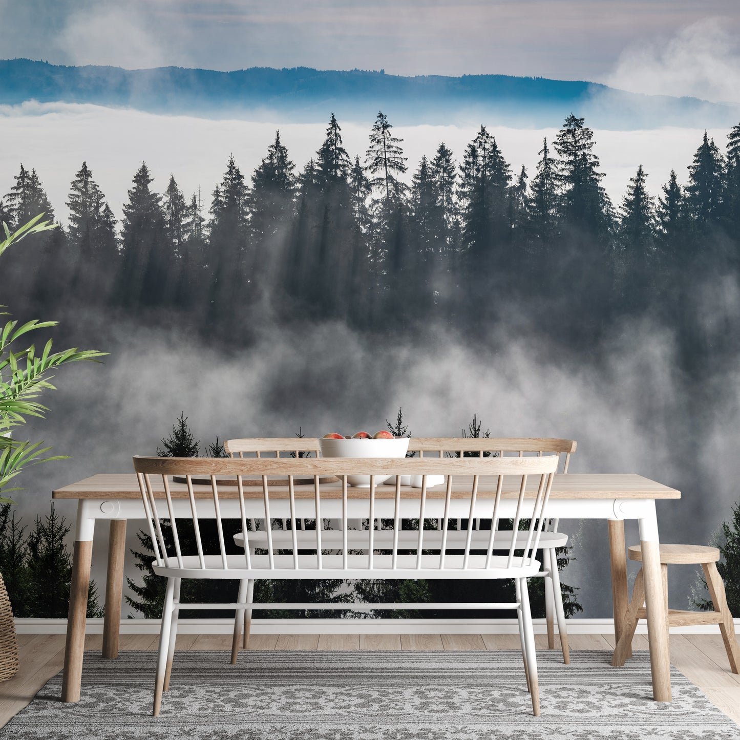 Misty Forest Mountain Wallpaper Murals