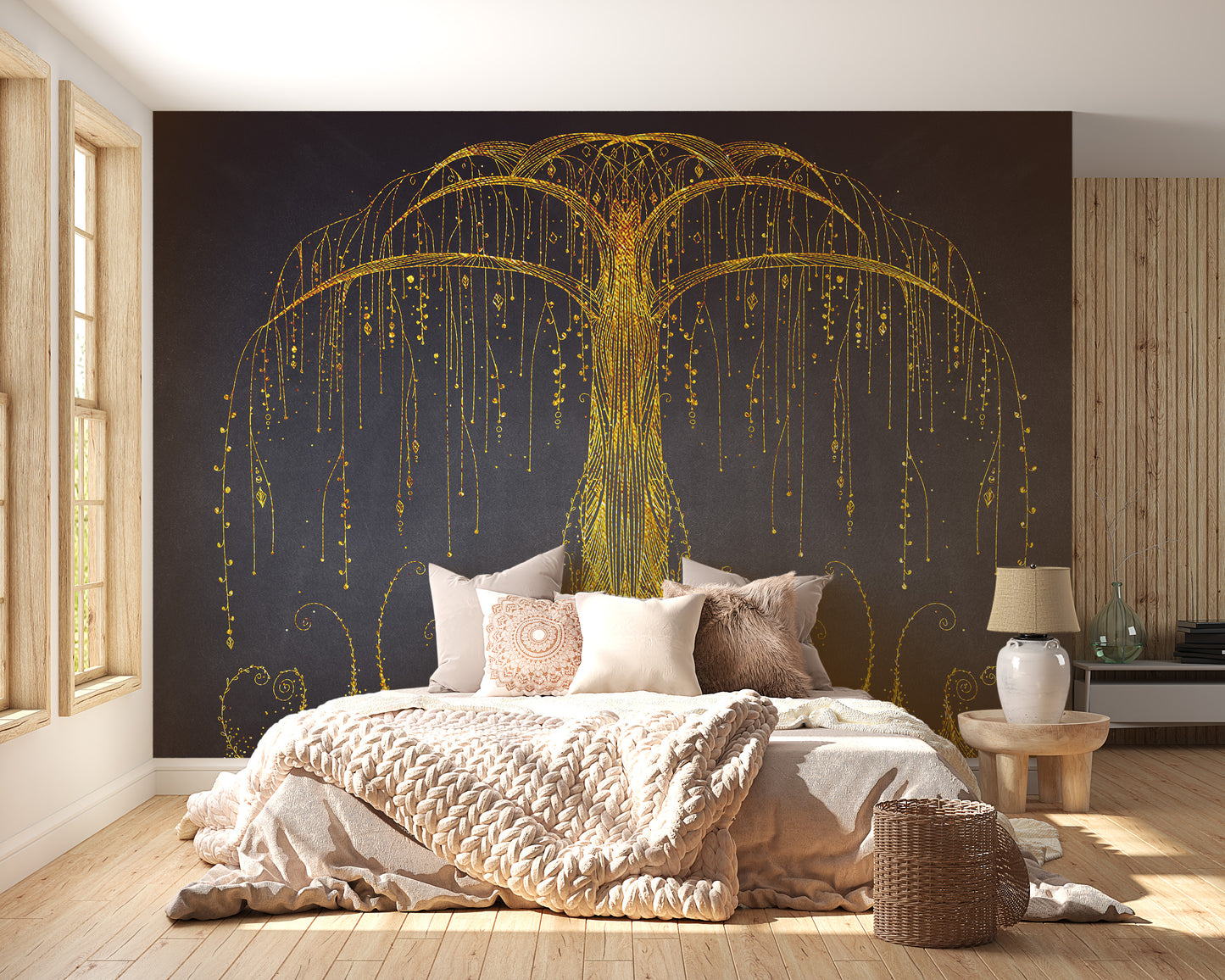 Gold Abstract Ornamental Tree Wall Murals