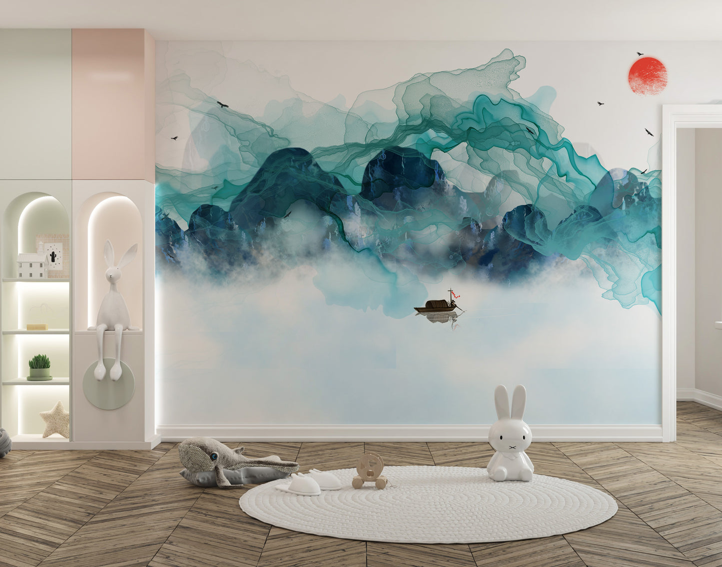 Abstract Mountain Scene Wallpaper Mural