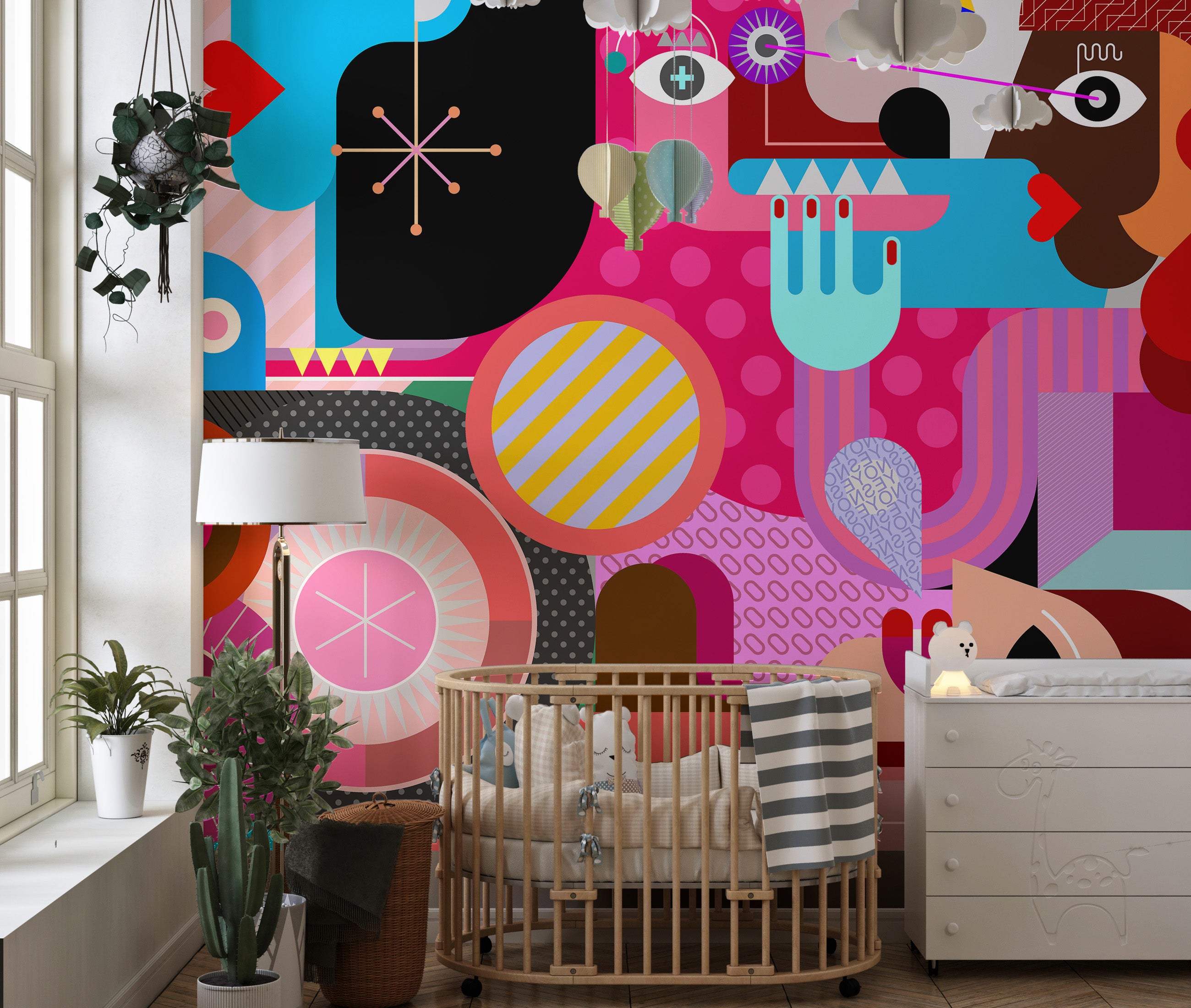 Abstract Designed Group of People Wall Murals - Giffywalls