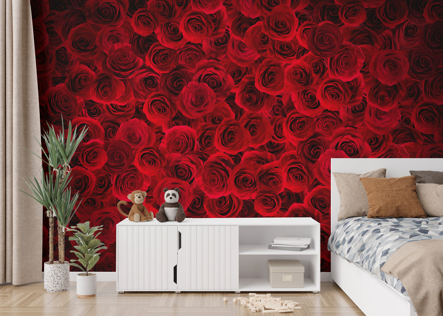 Bright Red Roses Backdrop Wallpaper Wall Murals - Giffywalls