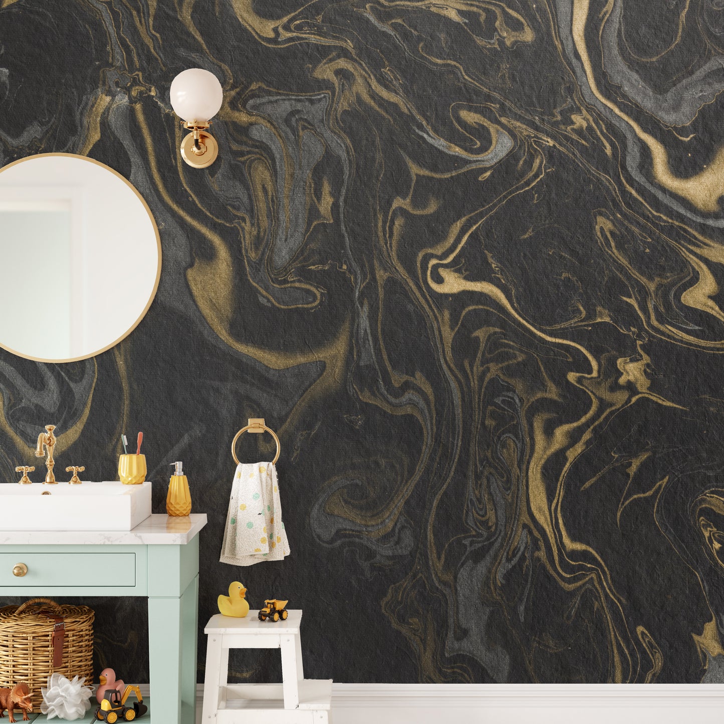 Black and Gold Marble Effect Wallpaper Wall Mural