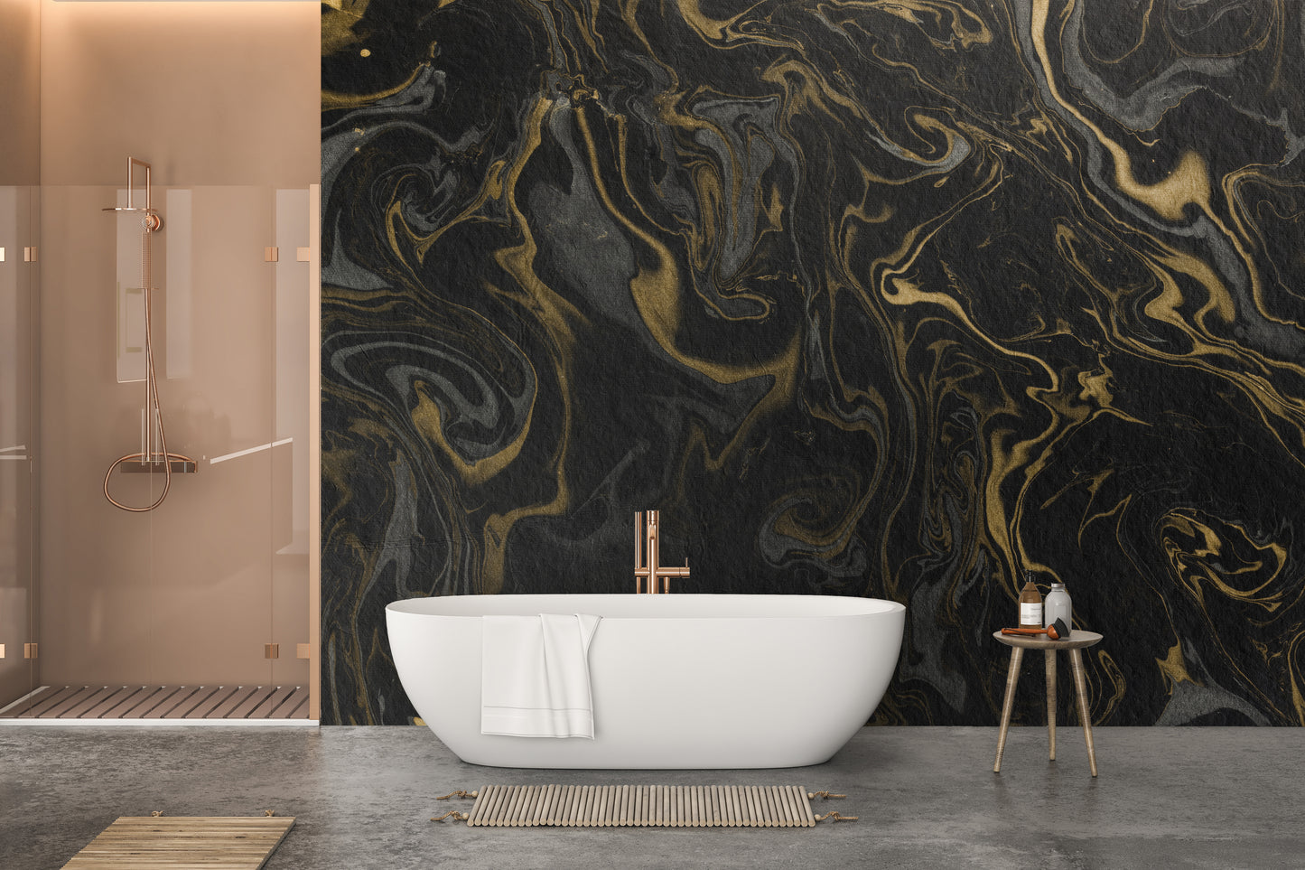 Black and Gold Marble Effect Wallpaper Wall Mural