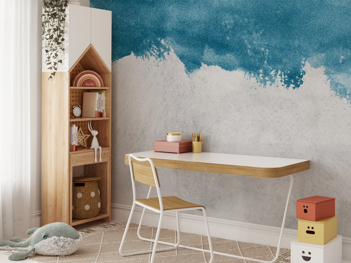 Weathered Wood-Style Wall Mural
