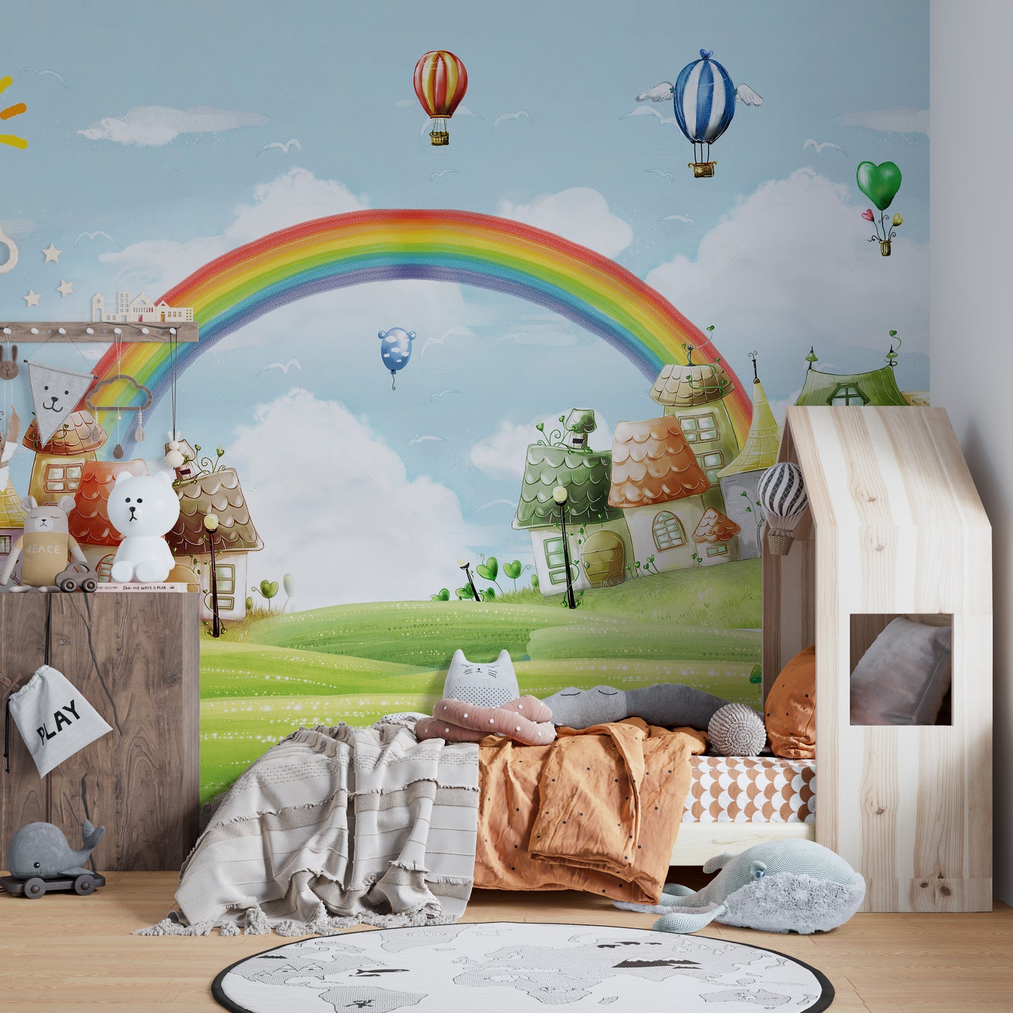 Rainbow Balloons Wall Mural