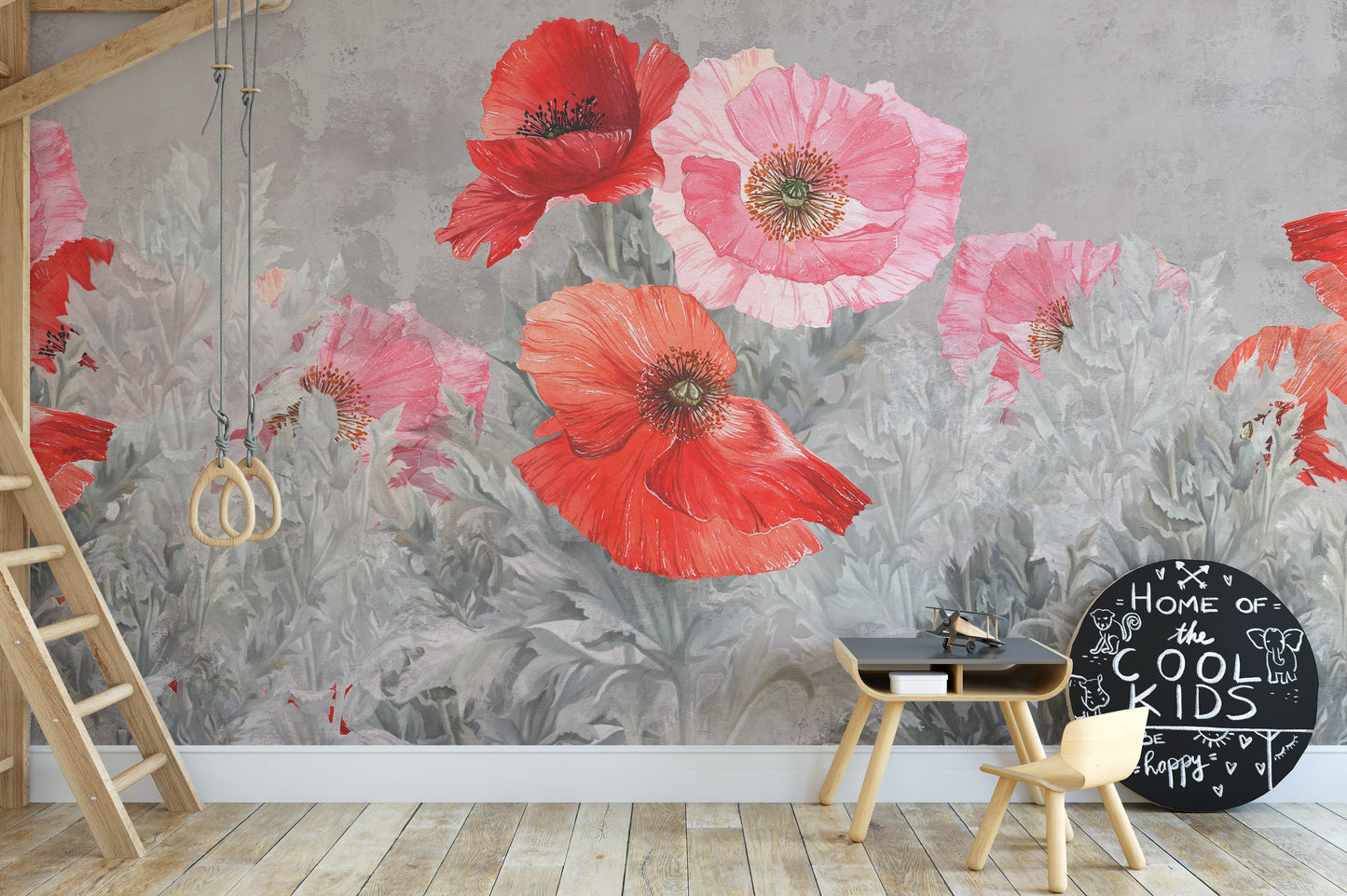 Watercolor Red and Pink Flower Wallpaper