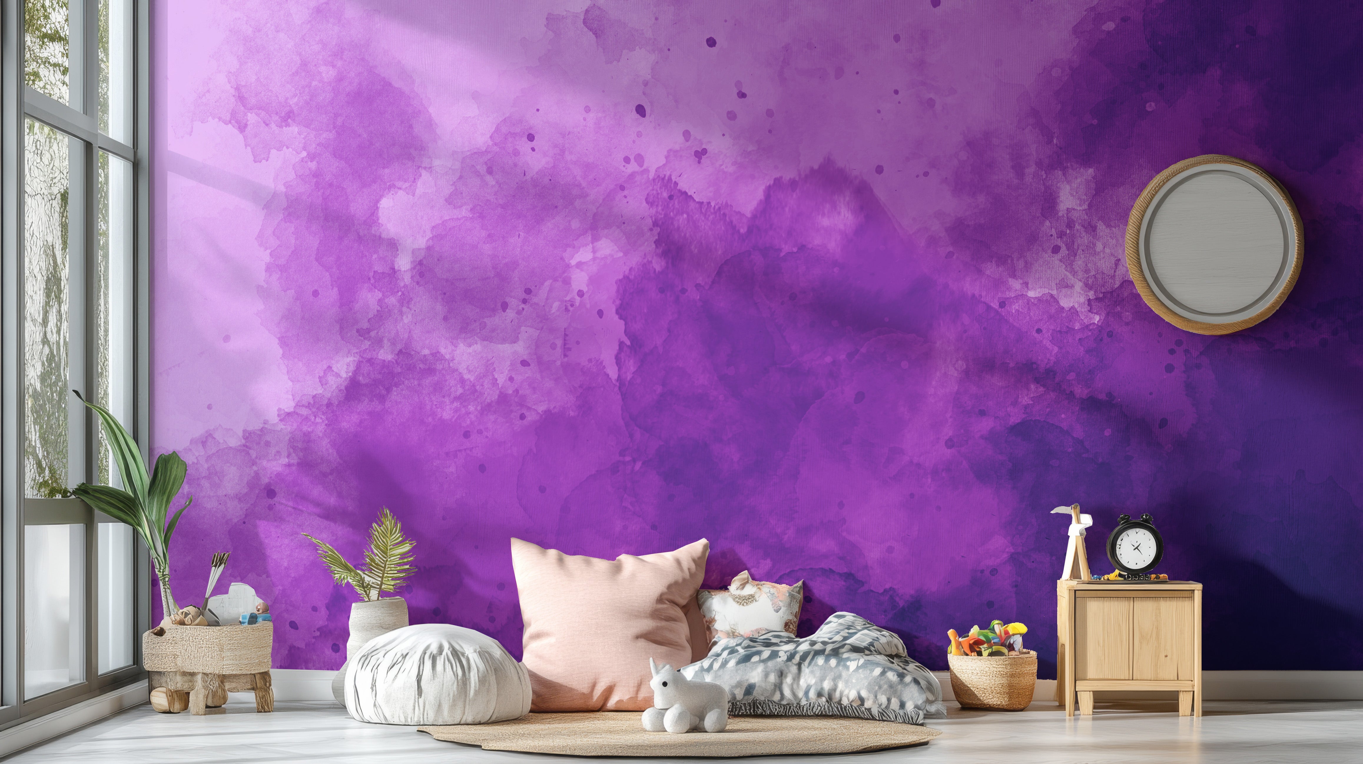 Purple Watercolor Wall Mural