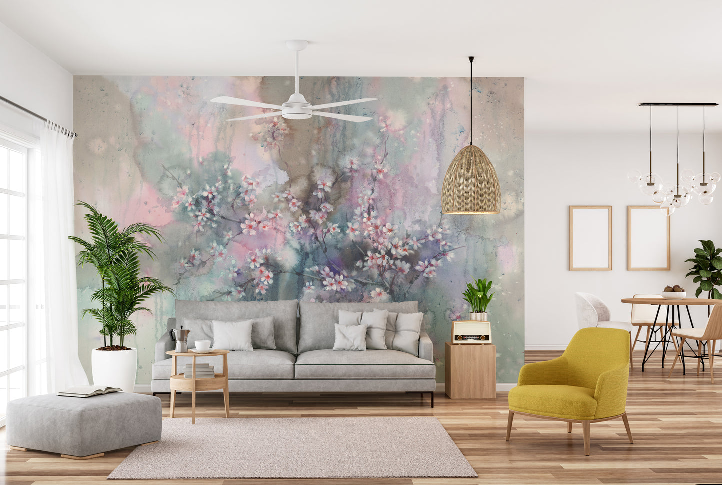 Sakura Watercolor Flower Wallpaper Wall Murals