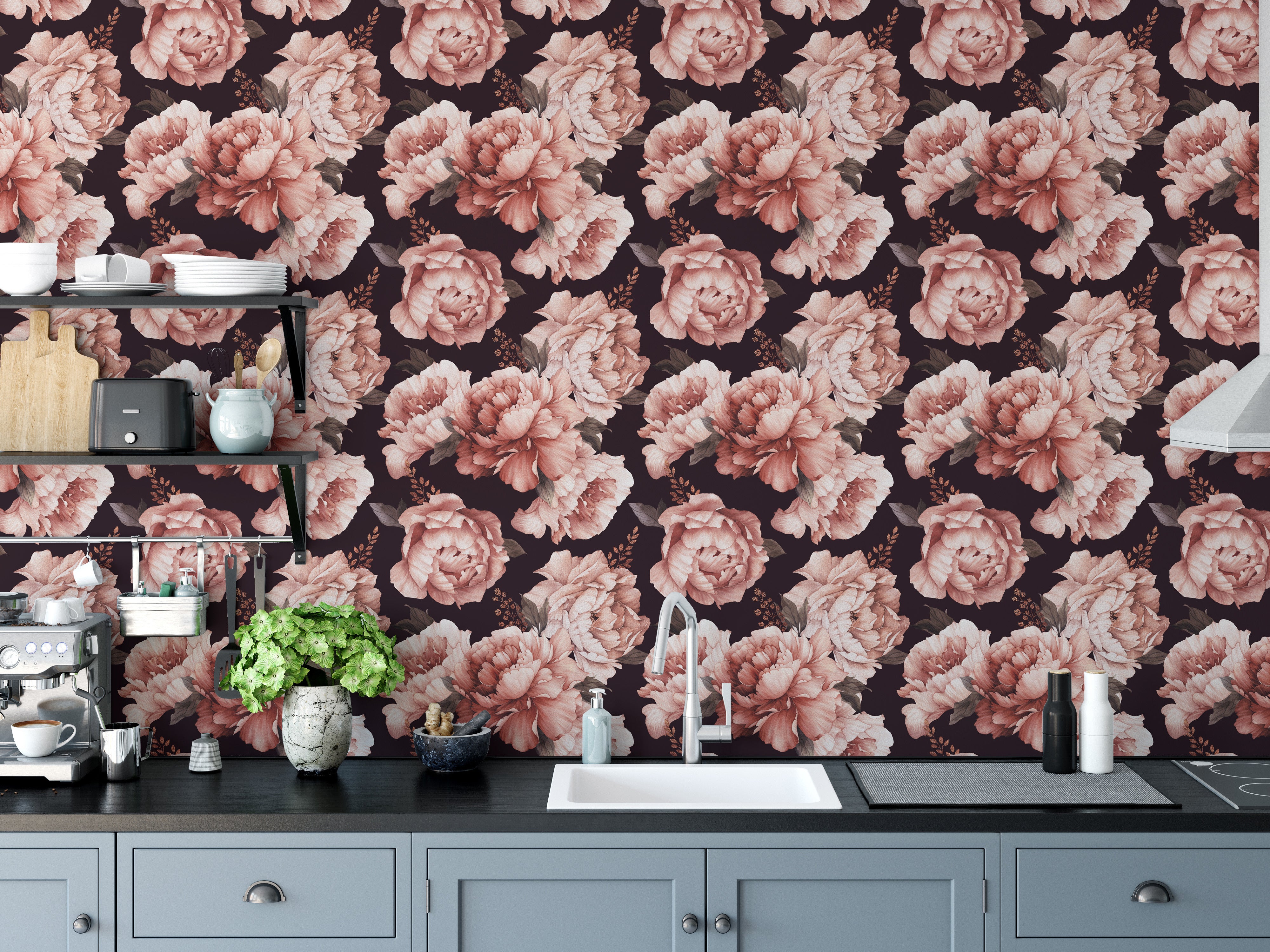 Neutral Flower Pattern Wall Mural