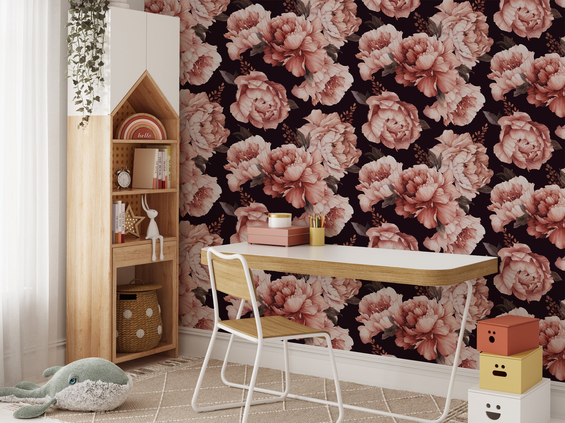 Hand-Painted Flower Pattern Wallpaper