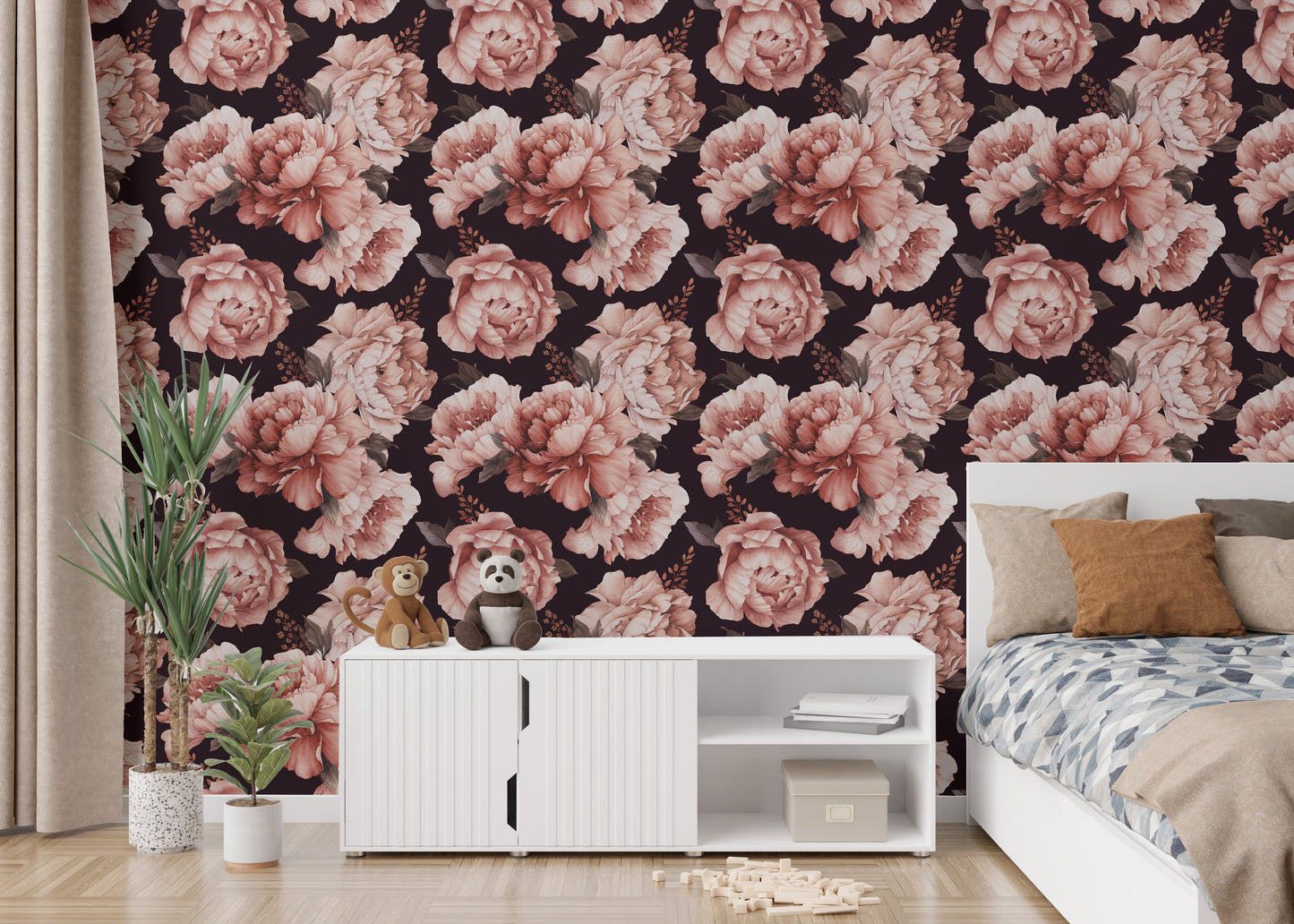 Earthy Toned Floral Wallpaper Design