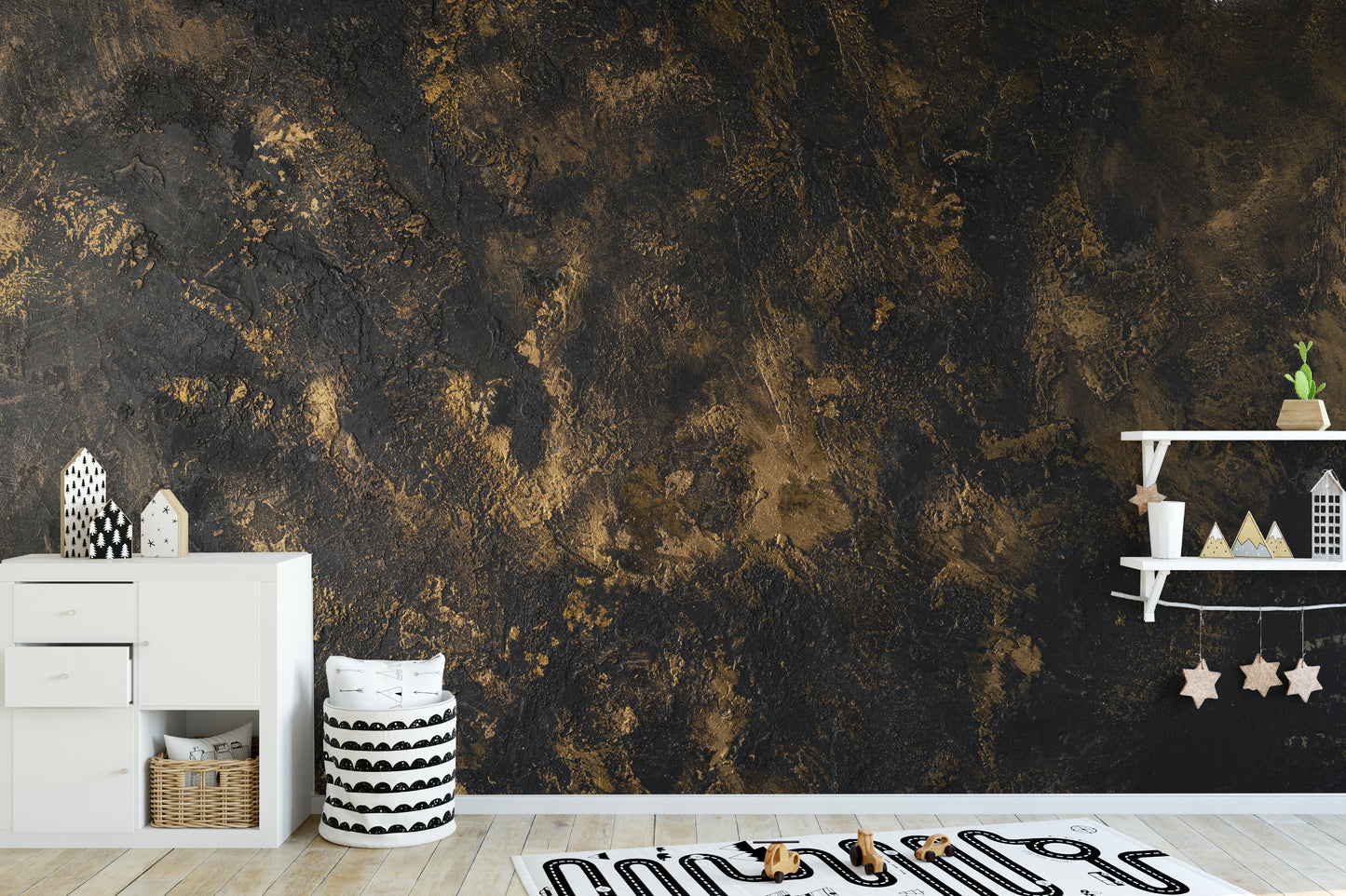 Black Gold Textured Wallpaper Wall Mural