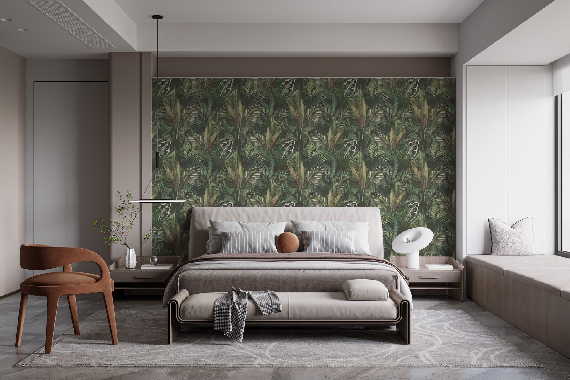 Artistic tropical foliage wallpaper look