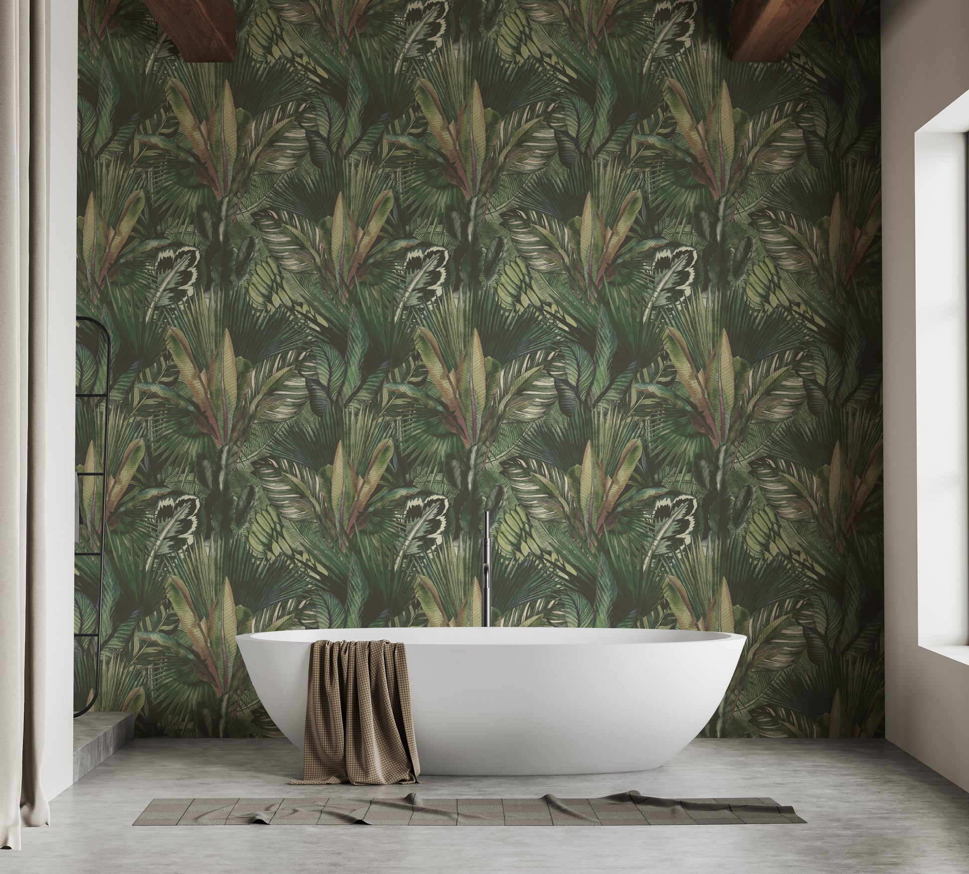 Lush tropical leaf watercolor wallpaper