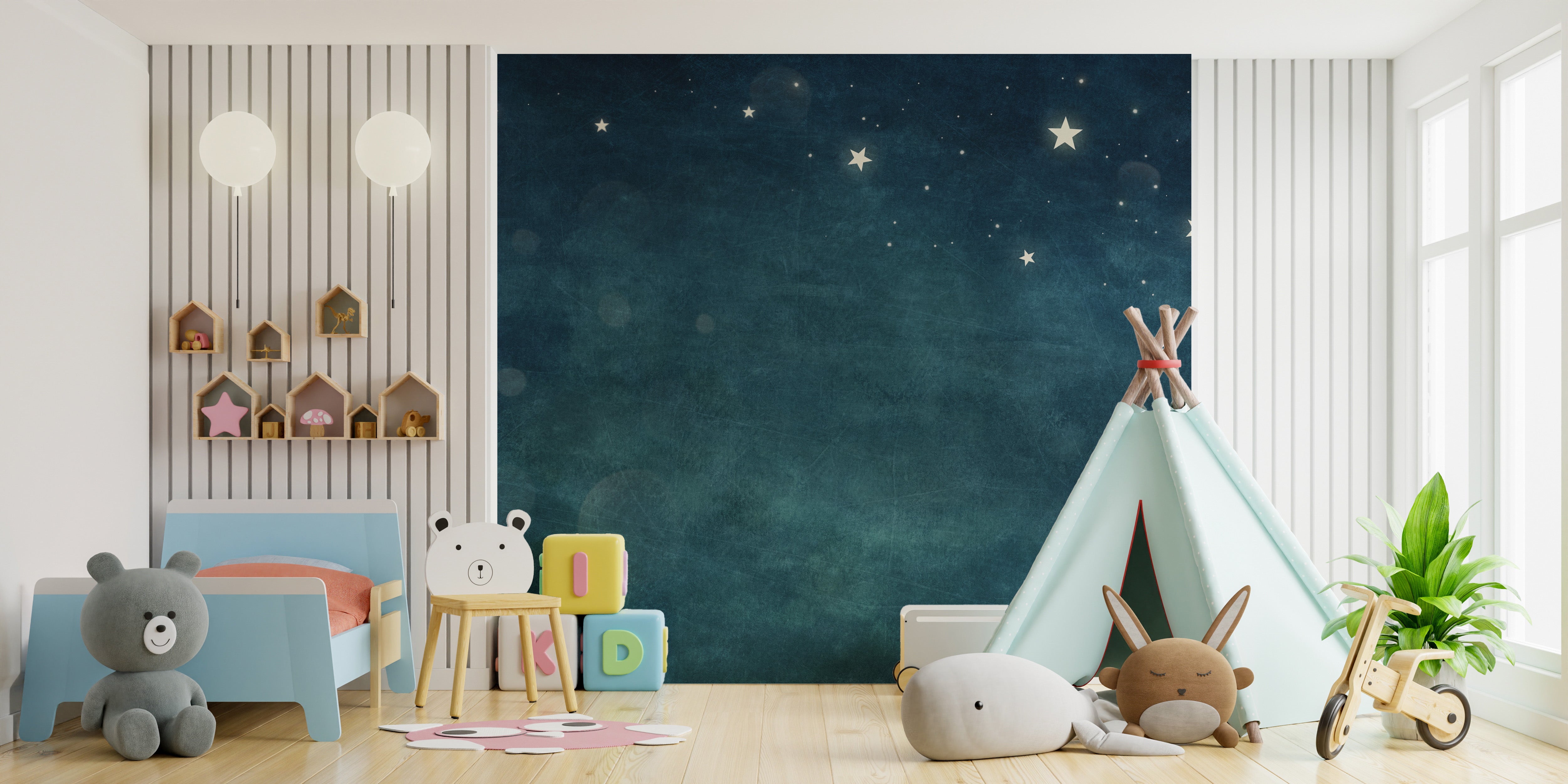 Elegant blue starry sky wall decor