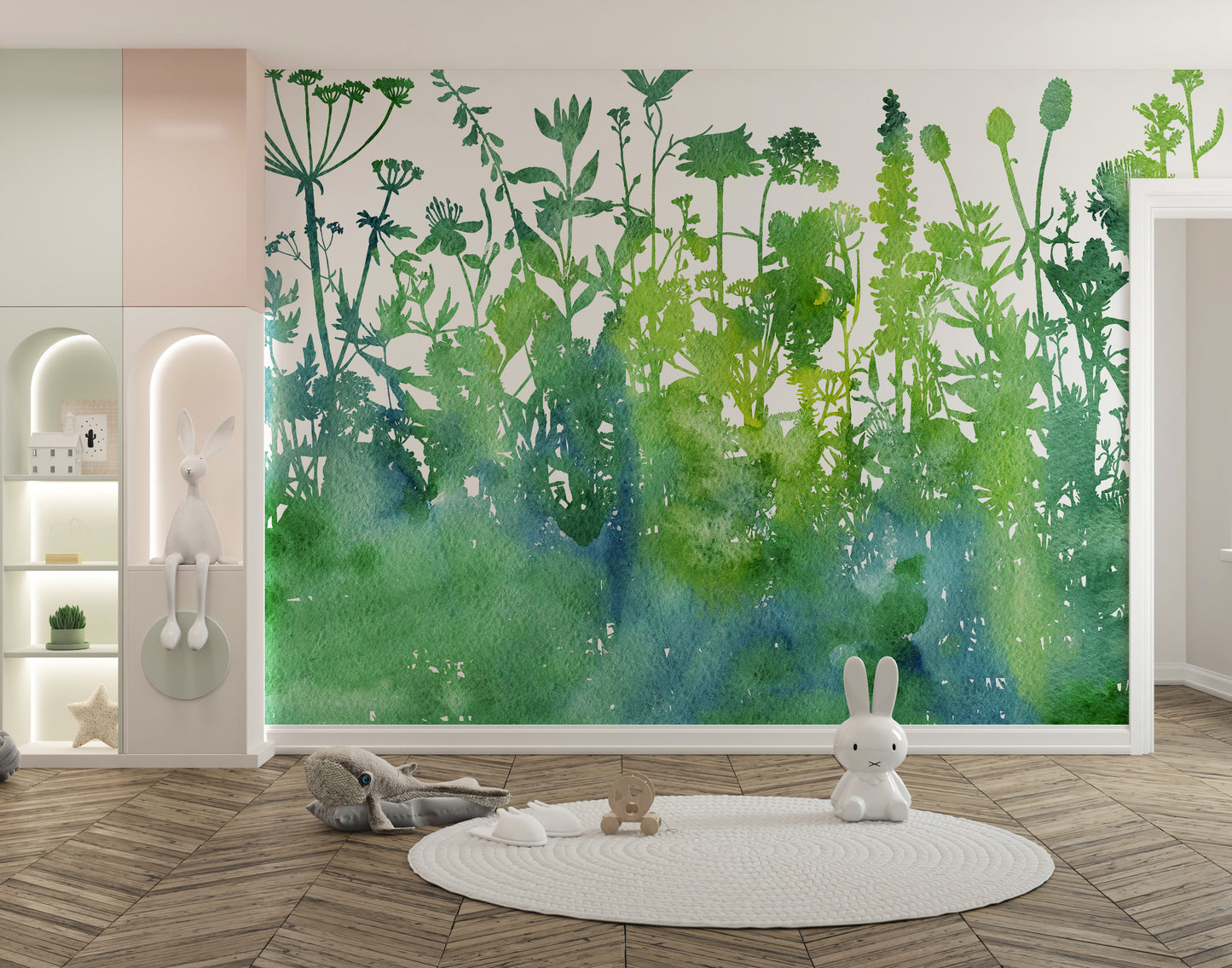 Watercolor Trees Botanical Pattern Wallpaper For Walls