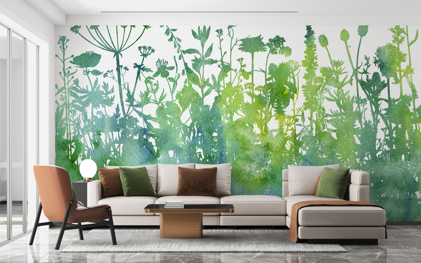 Watercolor Trees Botanical Pattern Wallpaper For Walls