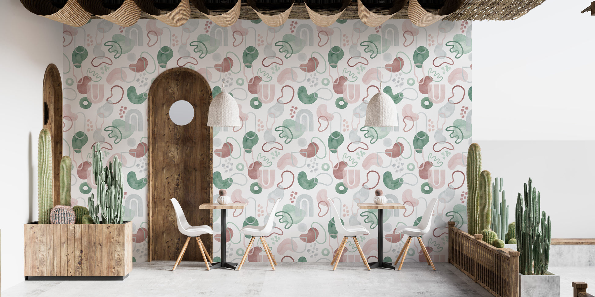 Subtle watercolor tile wall pattern