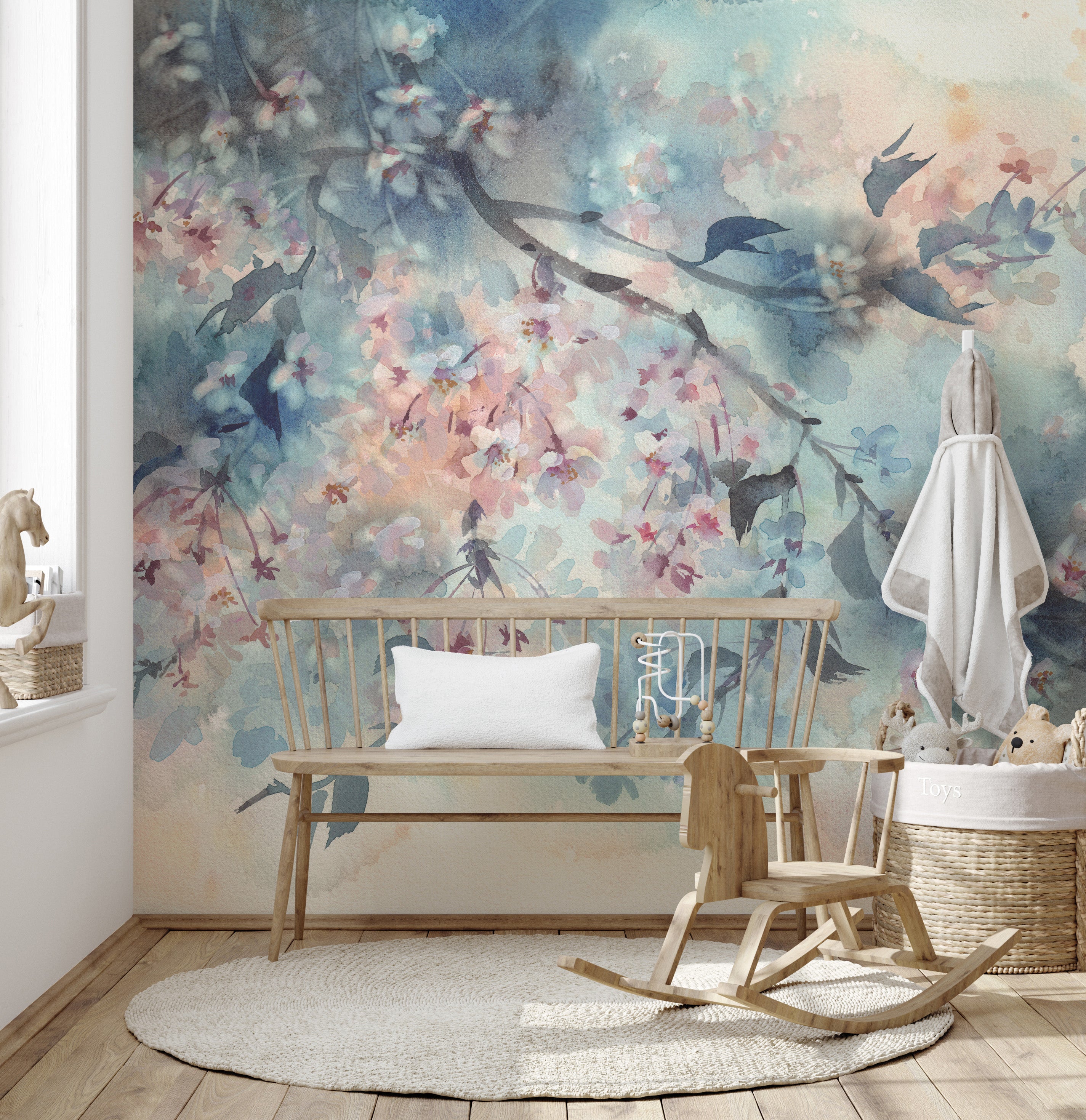 Soft peach floral wallpaper for walls
