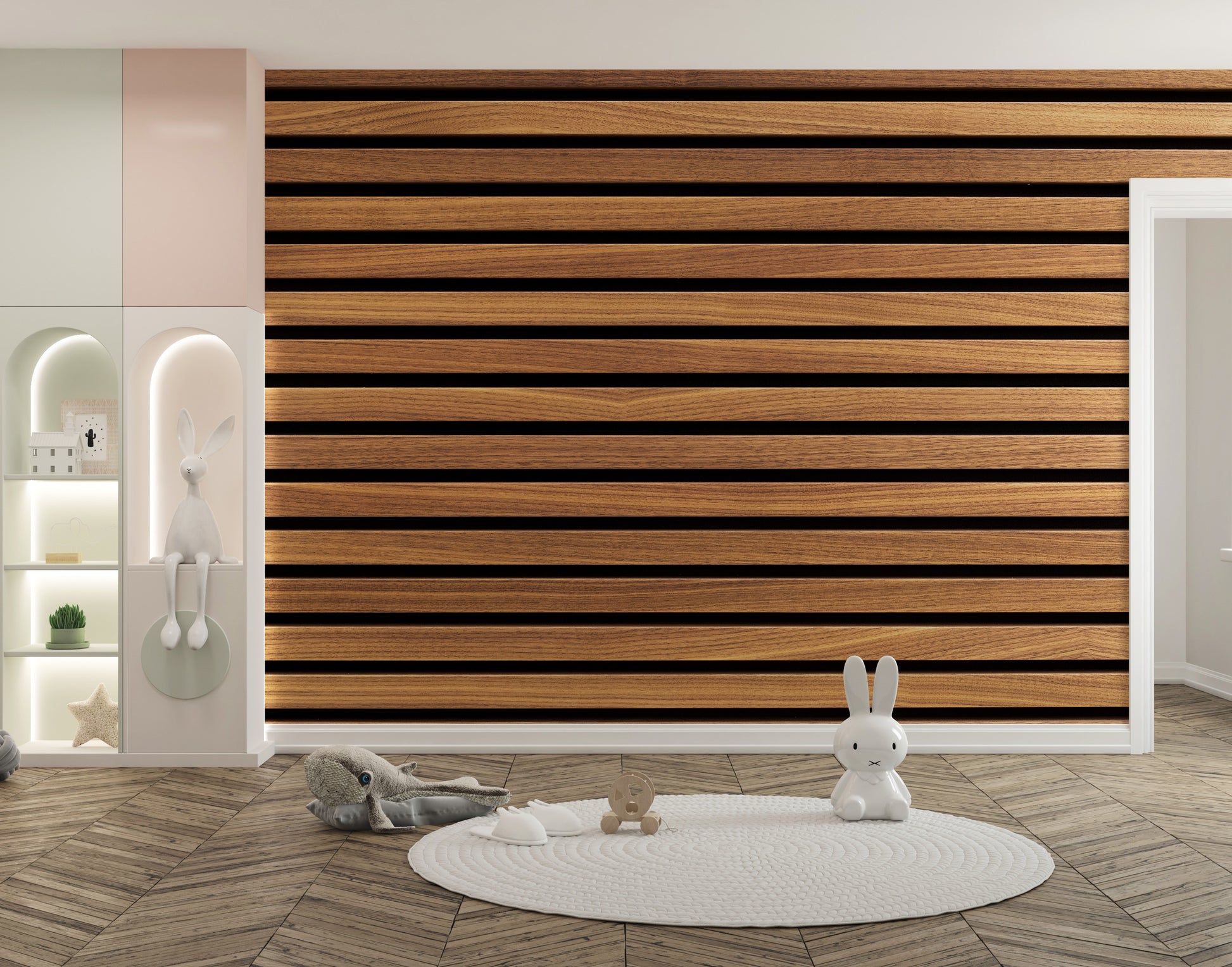 Multi-style wood stripe wall mural decor
