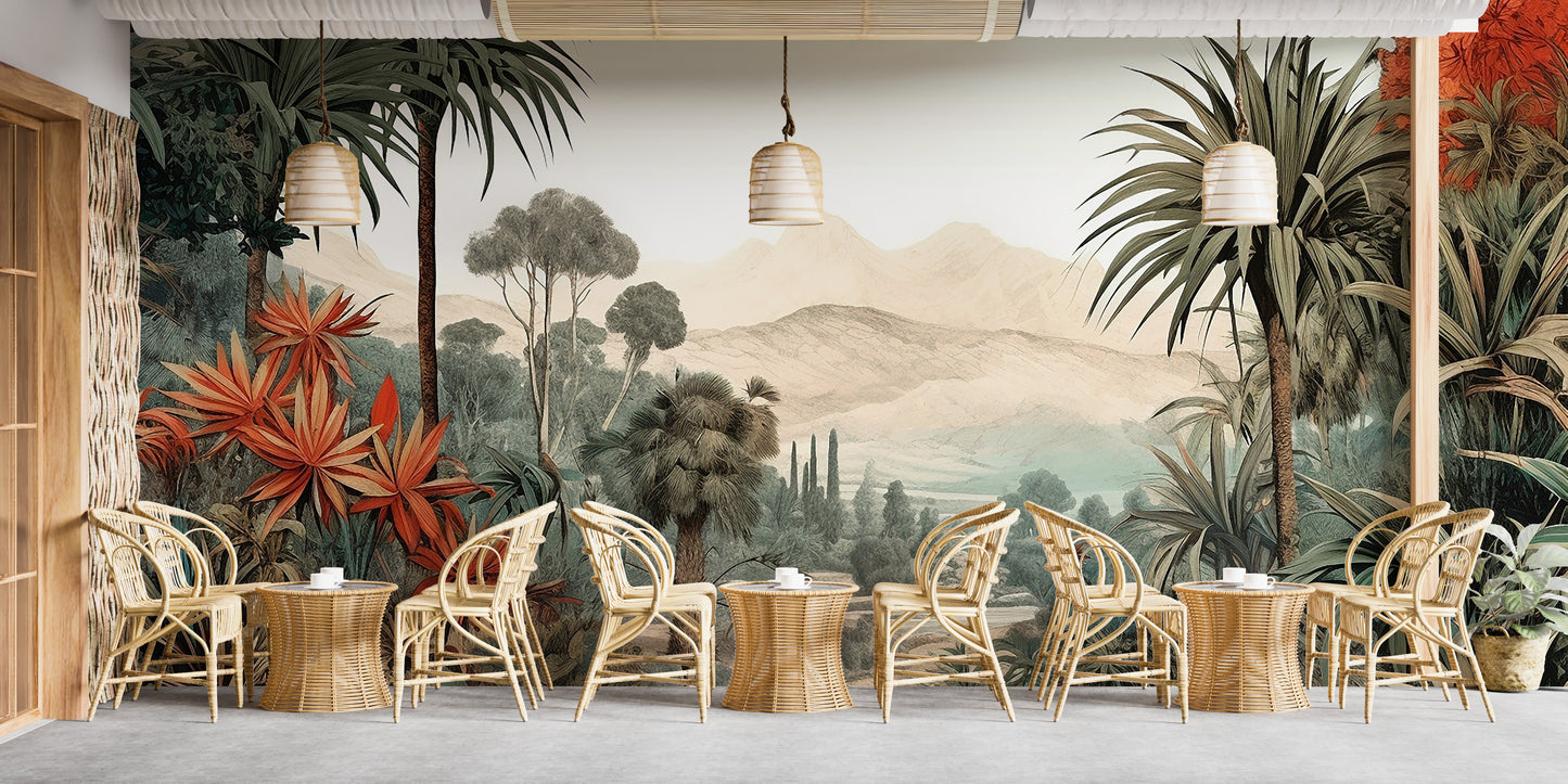 Verdant Valley Vintage Tropical Flora Mural