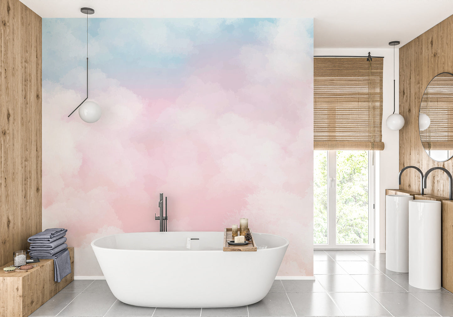 Soft gradient horizon wallpaper mural