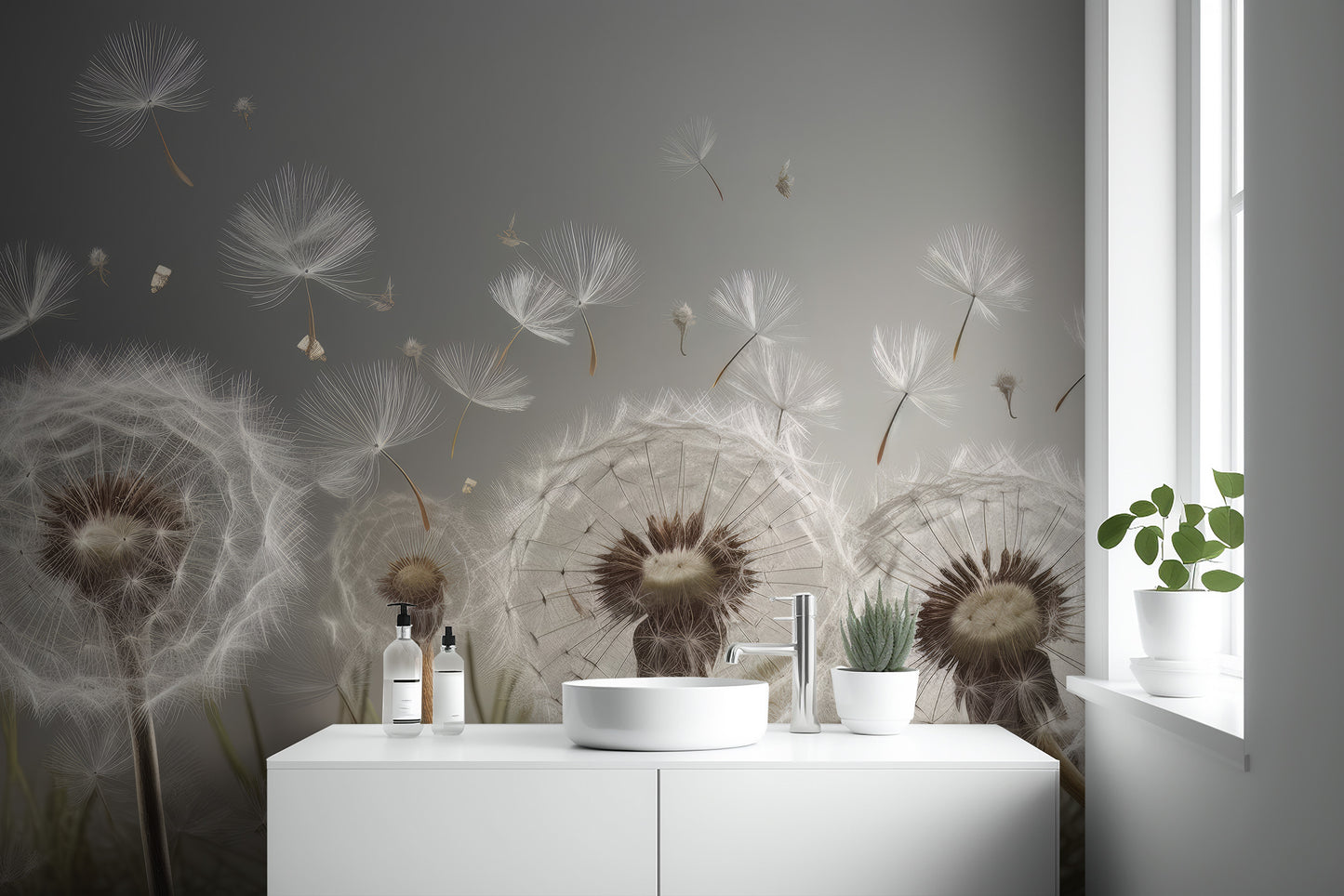 Decorative dandelion drift mural