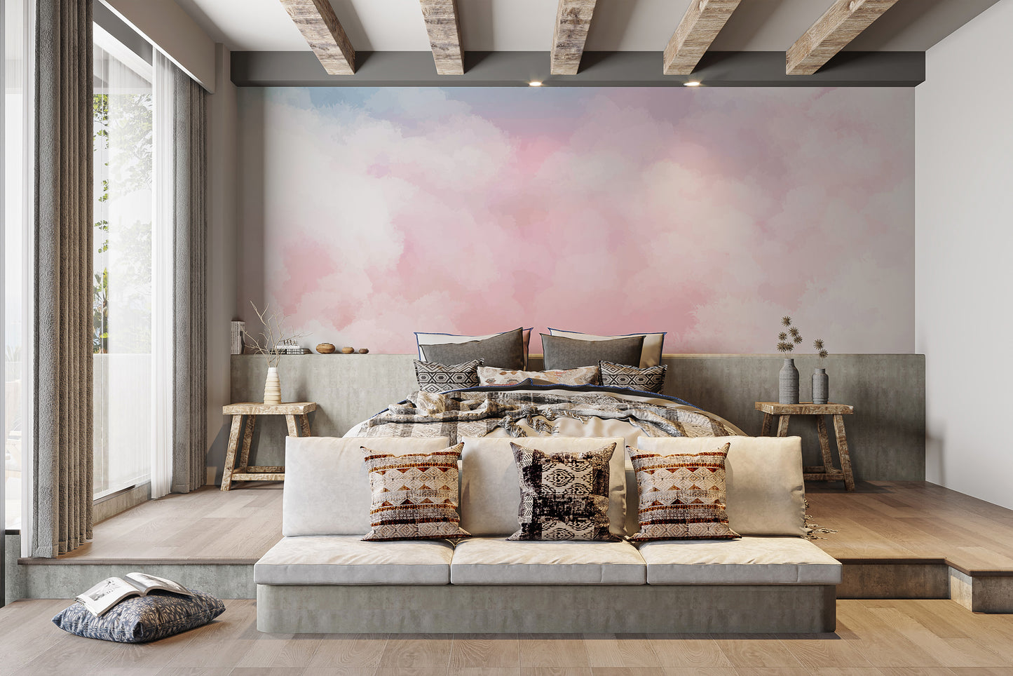 Soft pastel horizon wall mural design
