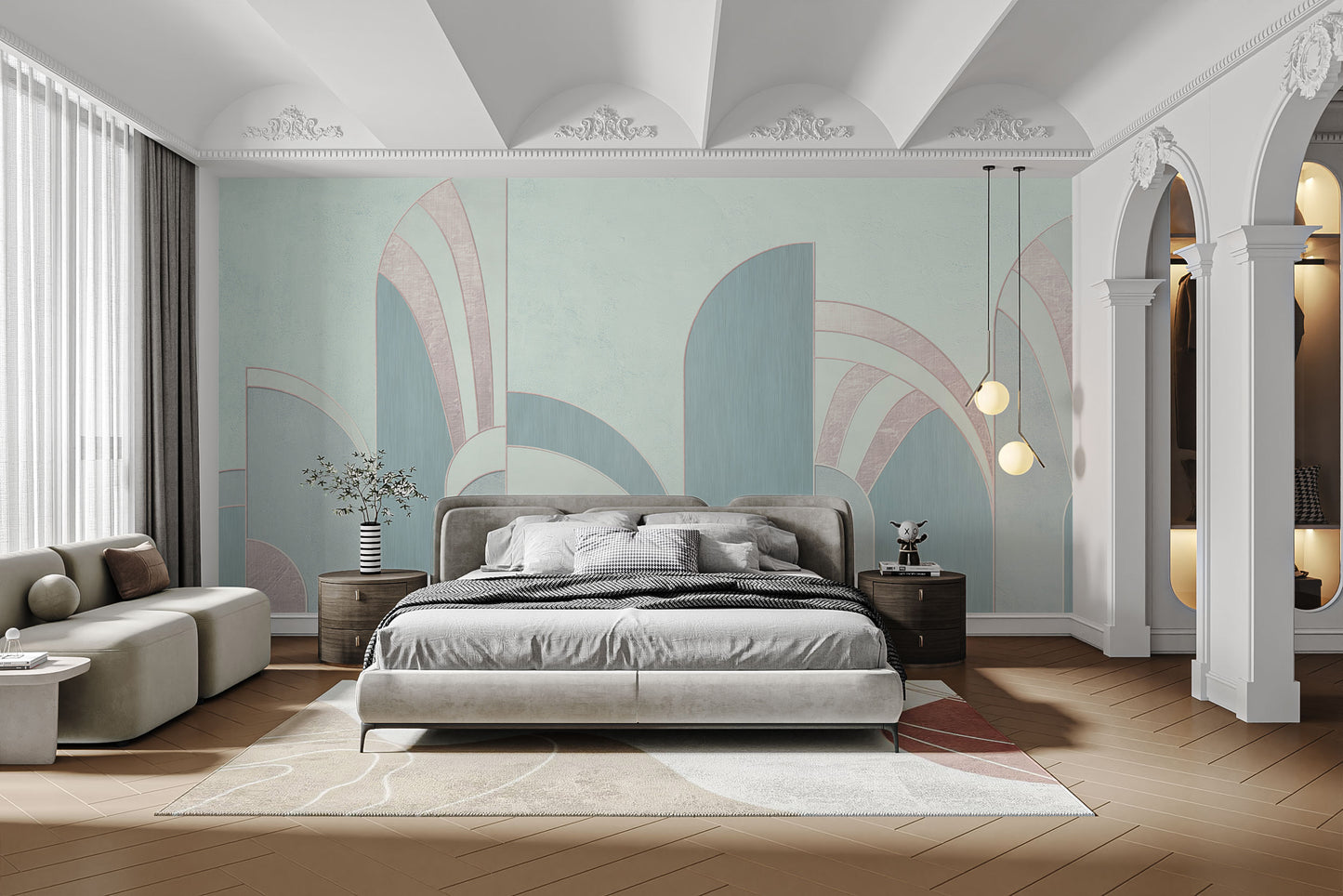 Silver Foil Geometric Wall Mural