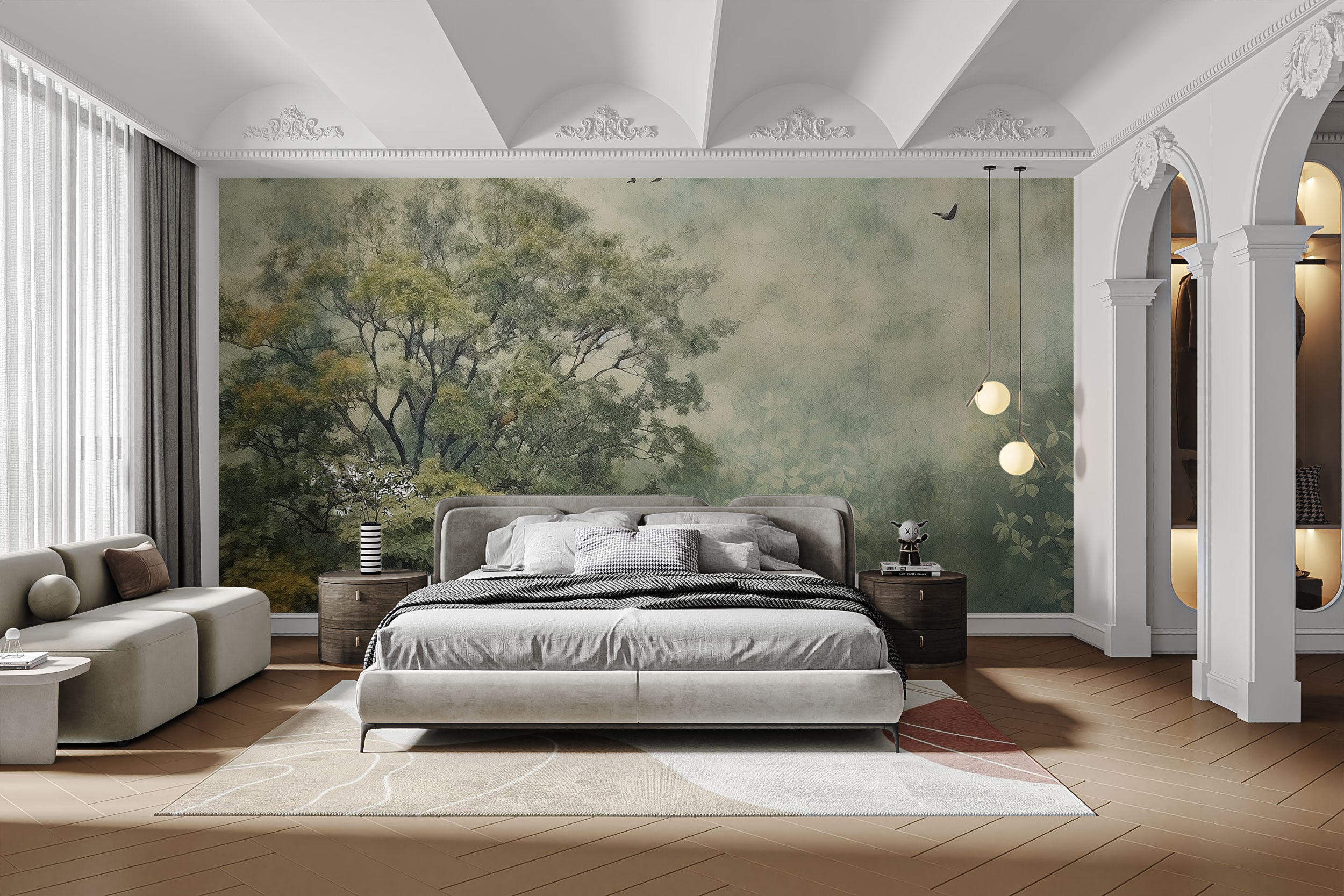 Peaceful Forest Paradise wallpaper mural for serene bedrooms.