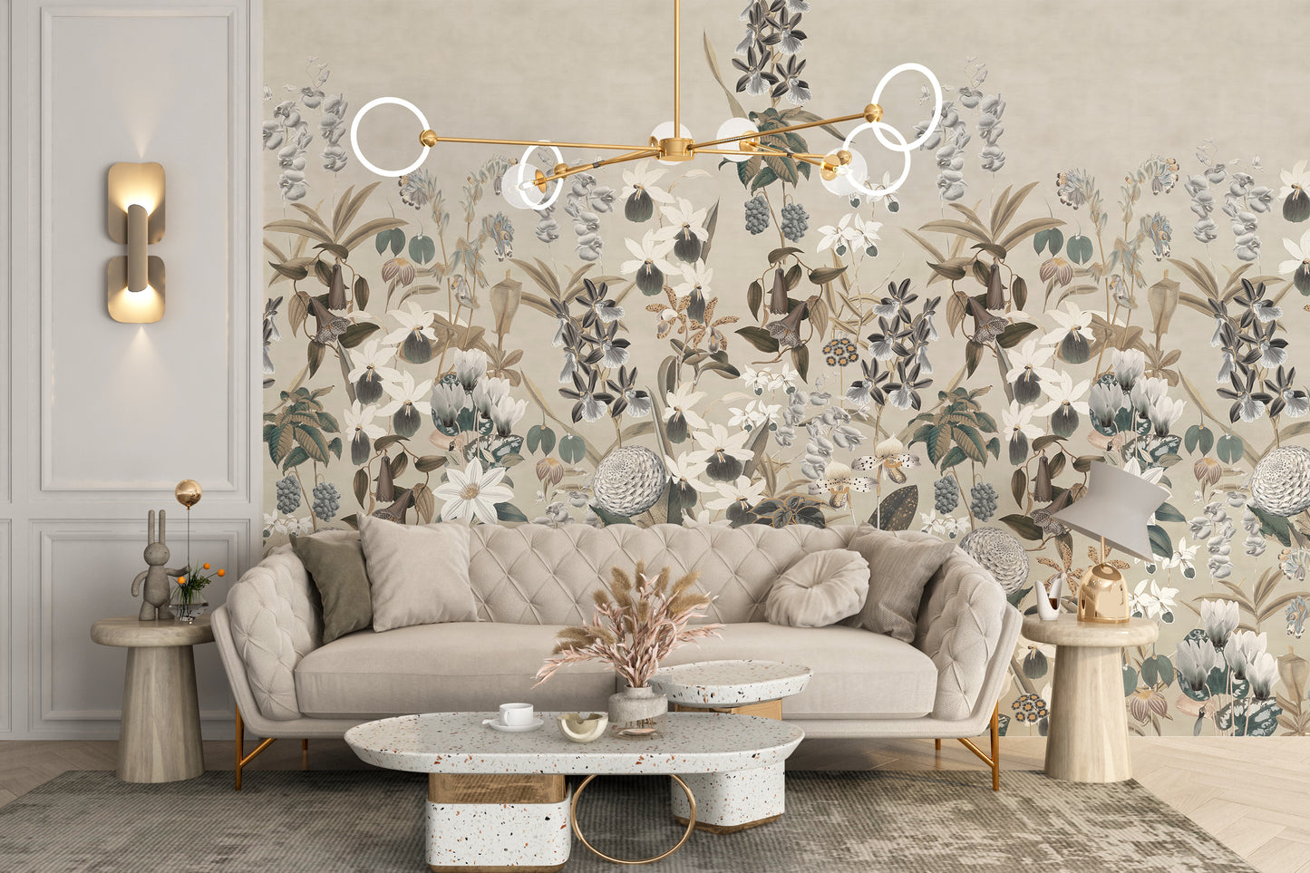 Vintage floral bloom wallpaper design
