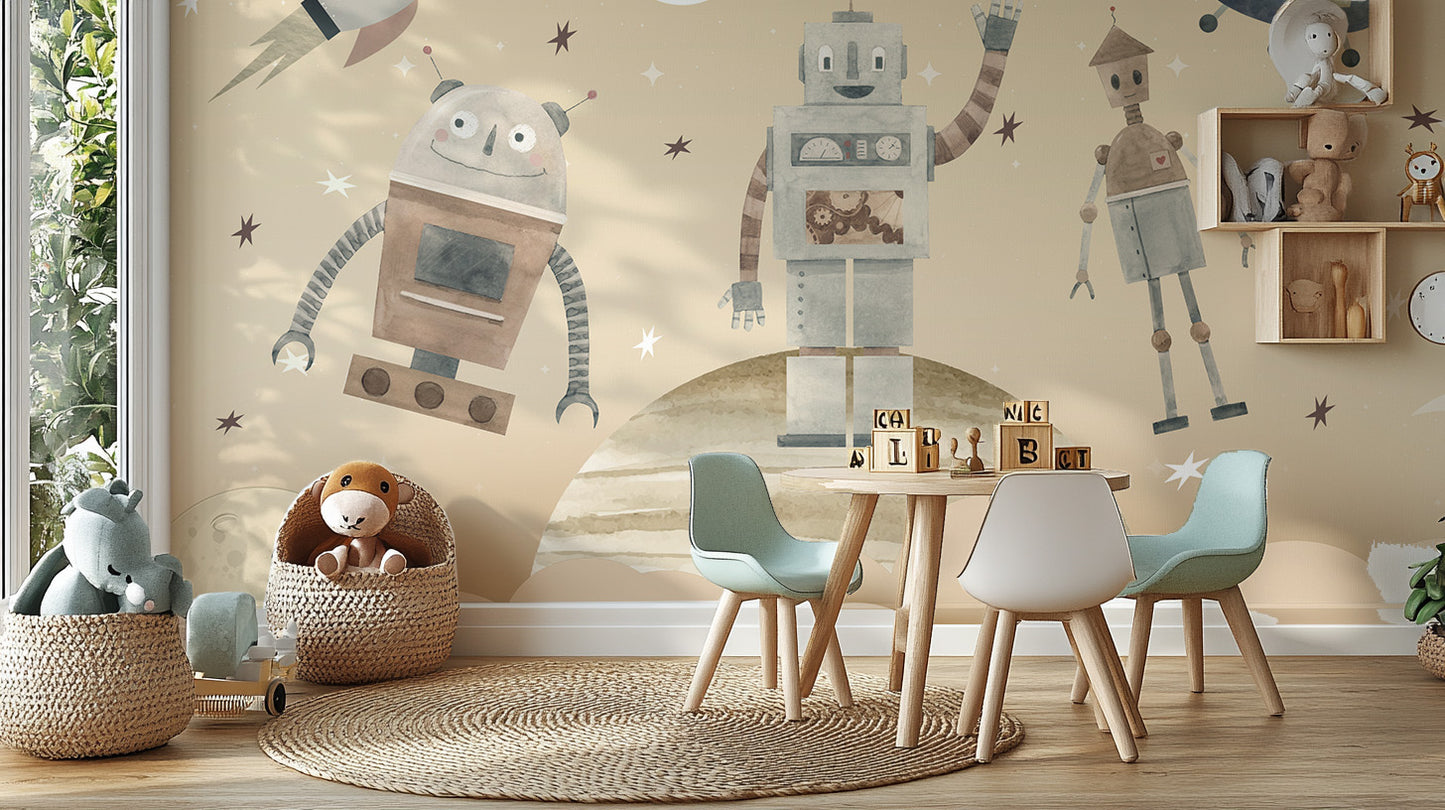 Cosmic Robots Wall Mural