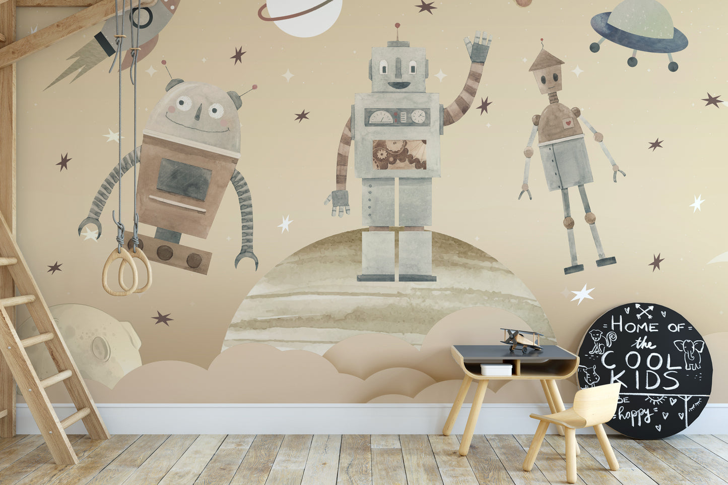 Cosmic Robots Wall Mural