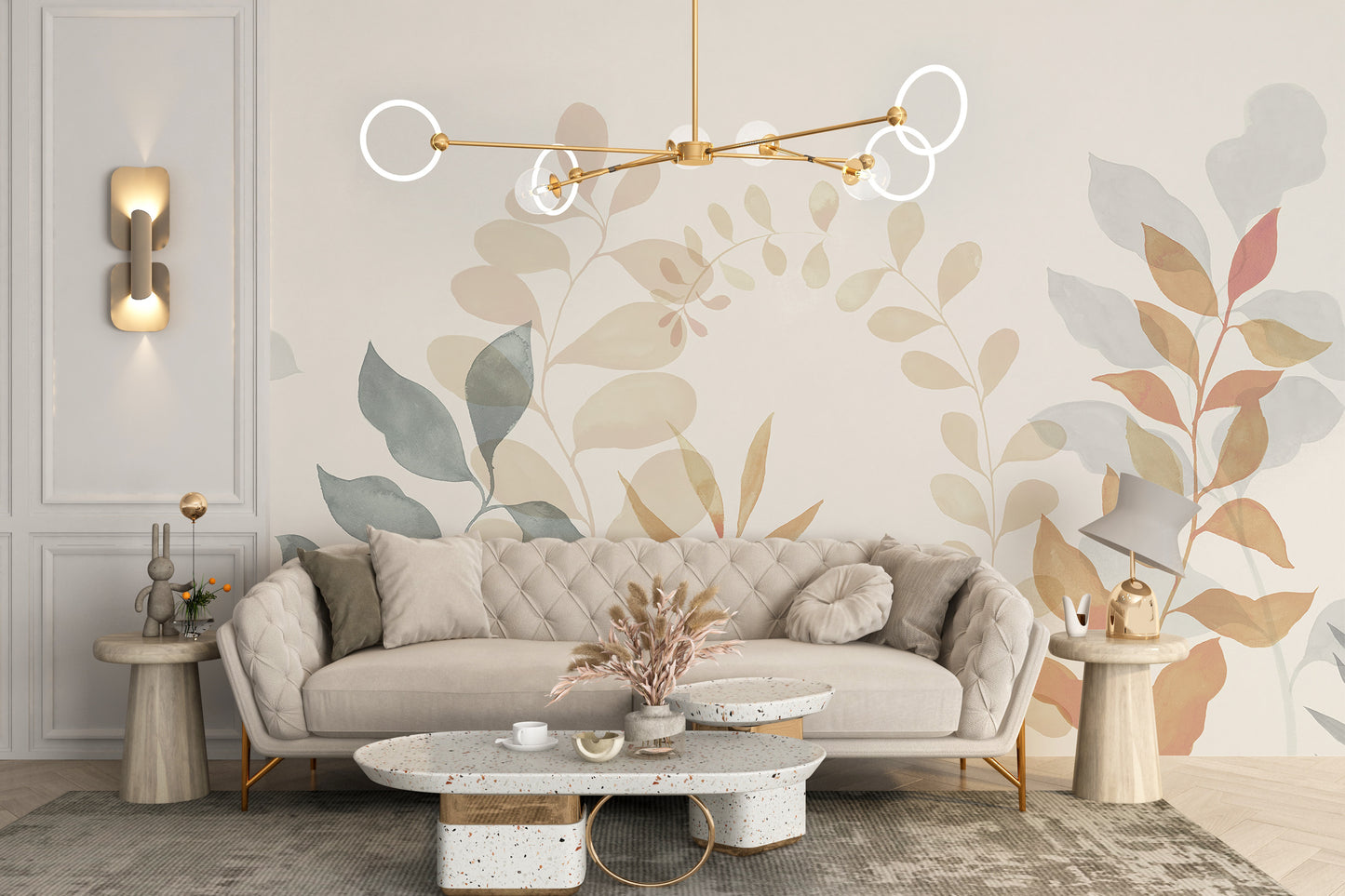 Soft Leaves Wall Mural