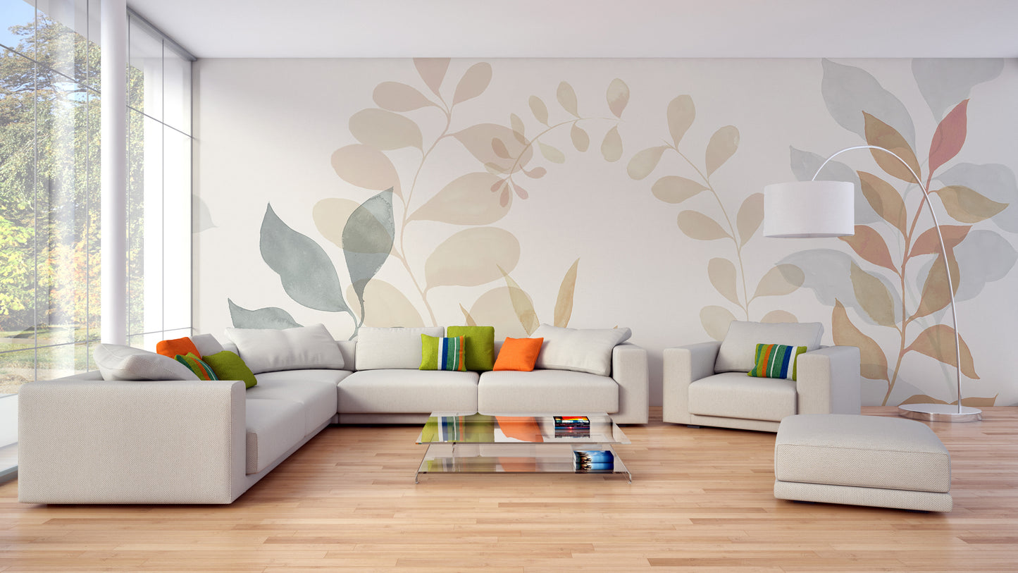 Soft Leaves Wall Mural